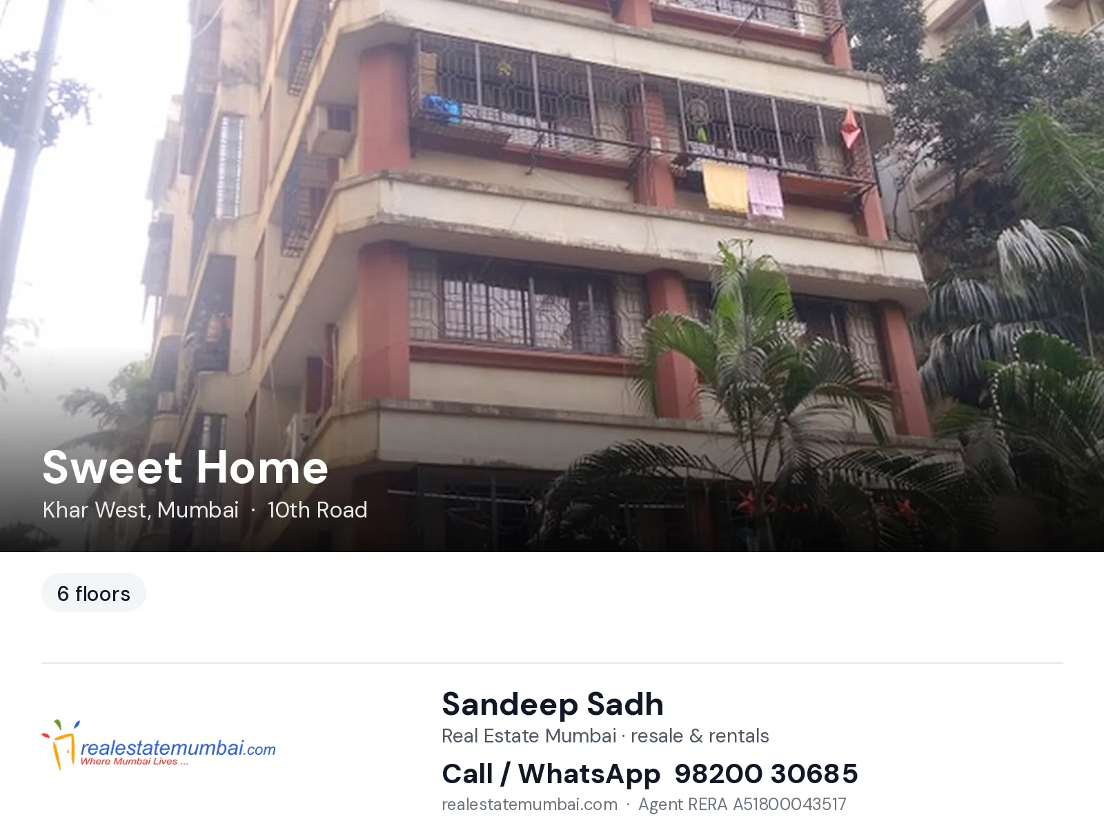 Sweet Home, Khar West, Mumbai — flats | Real Estate Mumbai, Sandeep Sadh 98200 30685