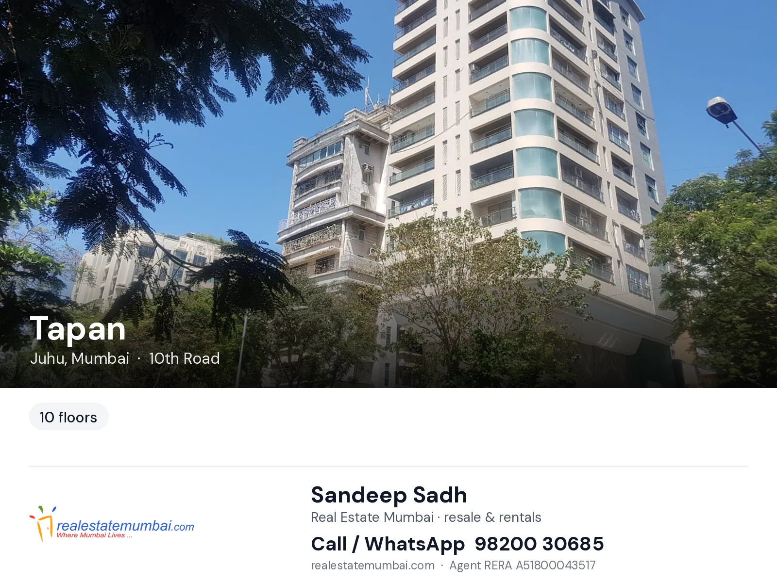 Tapan, Juhu, Mumbai — flats | Real Estate Mumbai, Sandeep Sadh 98200 30685