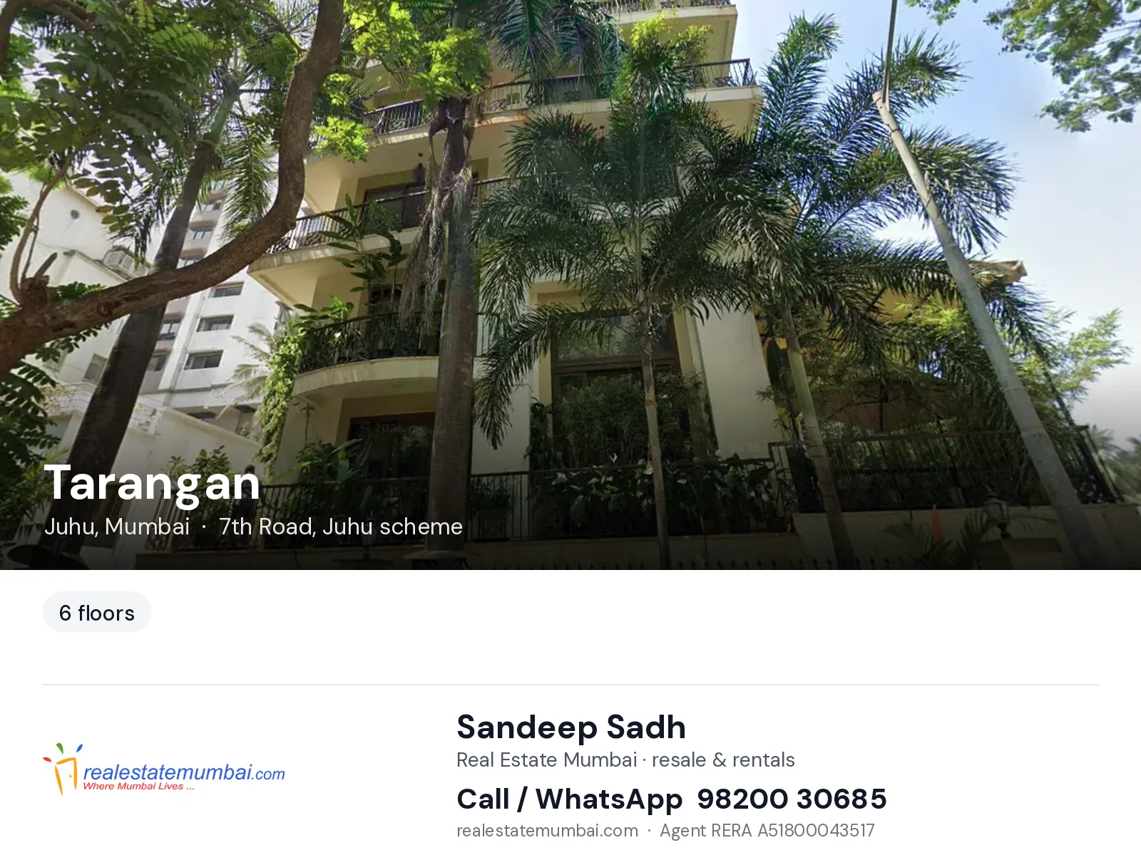 Tarangan, Juhu, Mumbai — flats | Real Estate Mumbai, Sandeep Sadh 98200 30685