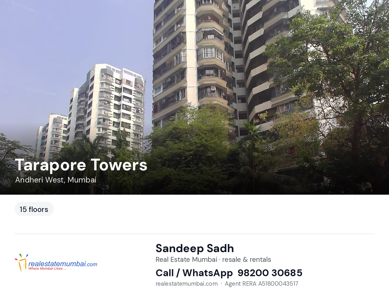 Tarapore Towers, Andheri West, Mumbai — flats | Real Estate Mumbai, Sandeep Sadh 98200 30685