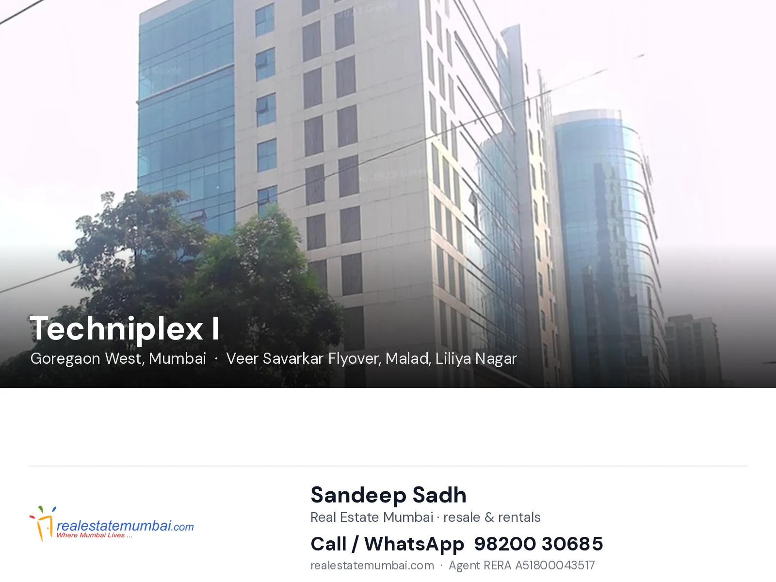 Techniplex I, Goregaon West, Mumbai — flats | Real Estate Mumbai, Sandeep Sadh 98200 30685