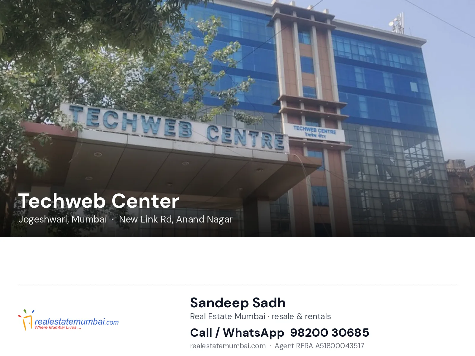 Techweb Center, Jogeshwari, Mumbai — flats | Real Estate Mumbai, Sandeep Sadh 98200 30685