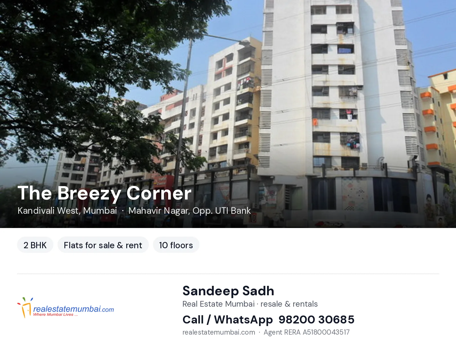 The Breezy Corner, Kandivali West, Mumbai — 2 BHK flats for sale & rent | Real Estate Mumbai, Sandeep Sadh 98200 30685