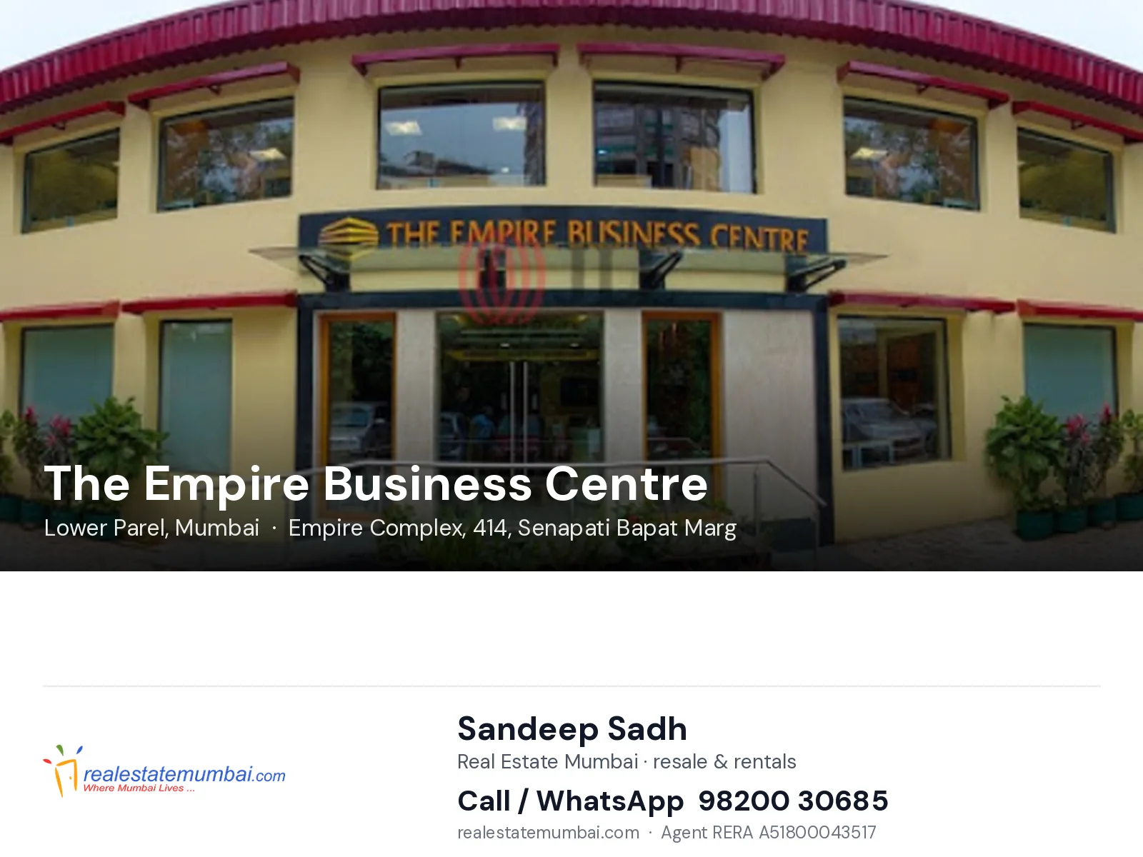 The Empire Business Centre, Lower Parel, Mumbai — flats | Real Estate Mumbai, Sandeep Sadh 98200 30685