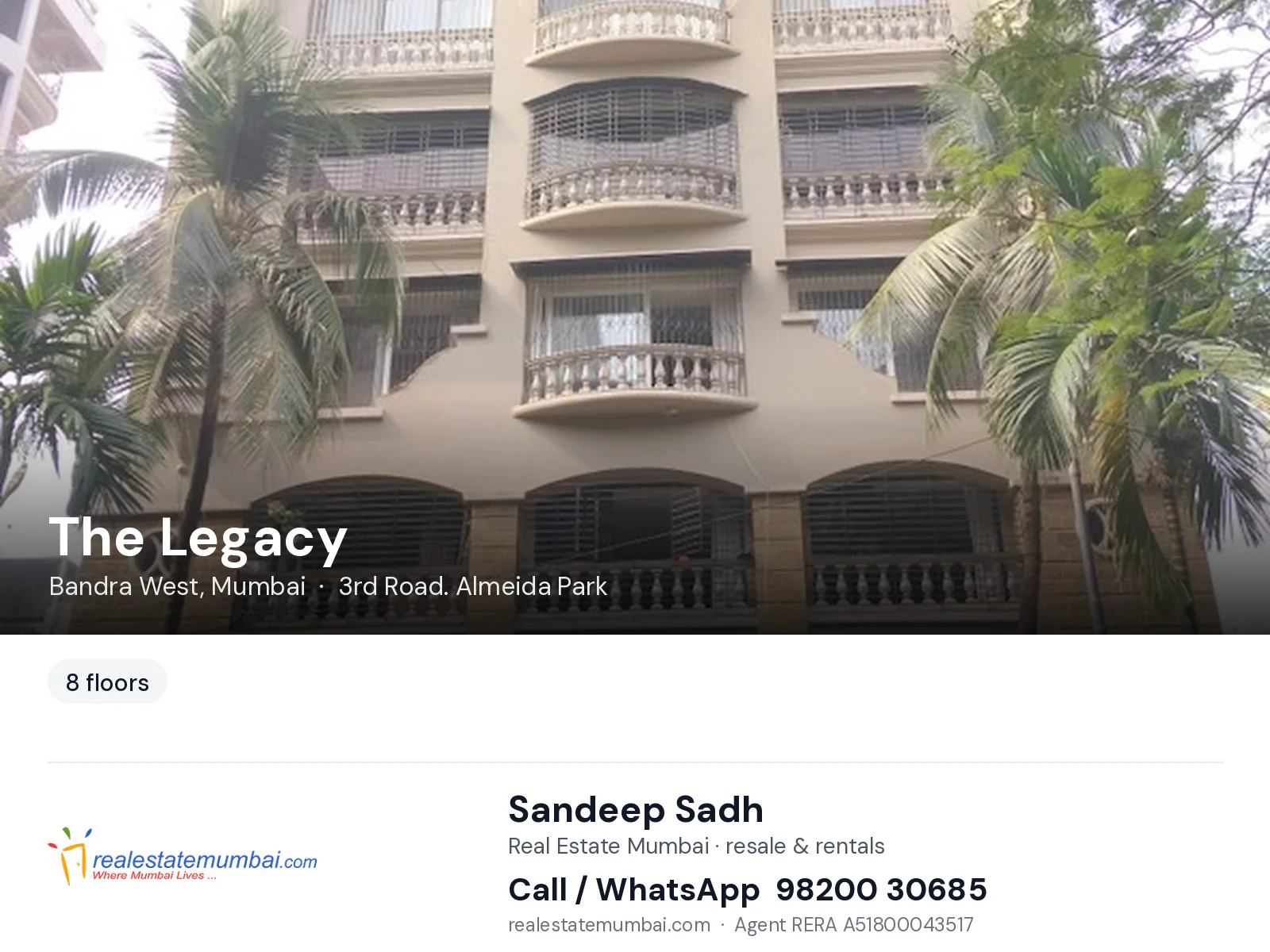 The Legacy, Bandra West, Mumbai — flats | Real Estate Mumbai, Sandeep Sadh 98200 30685