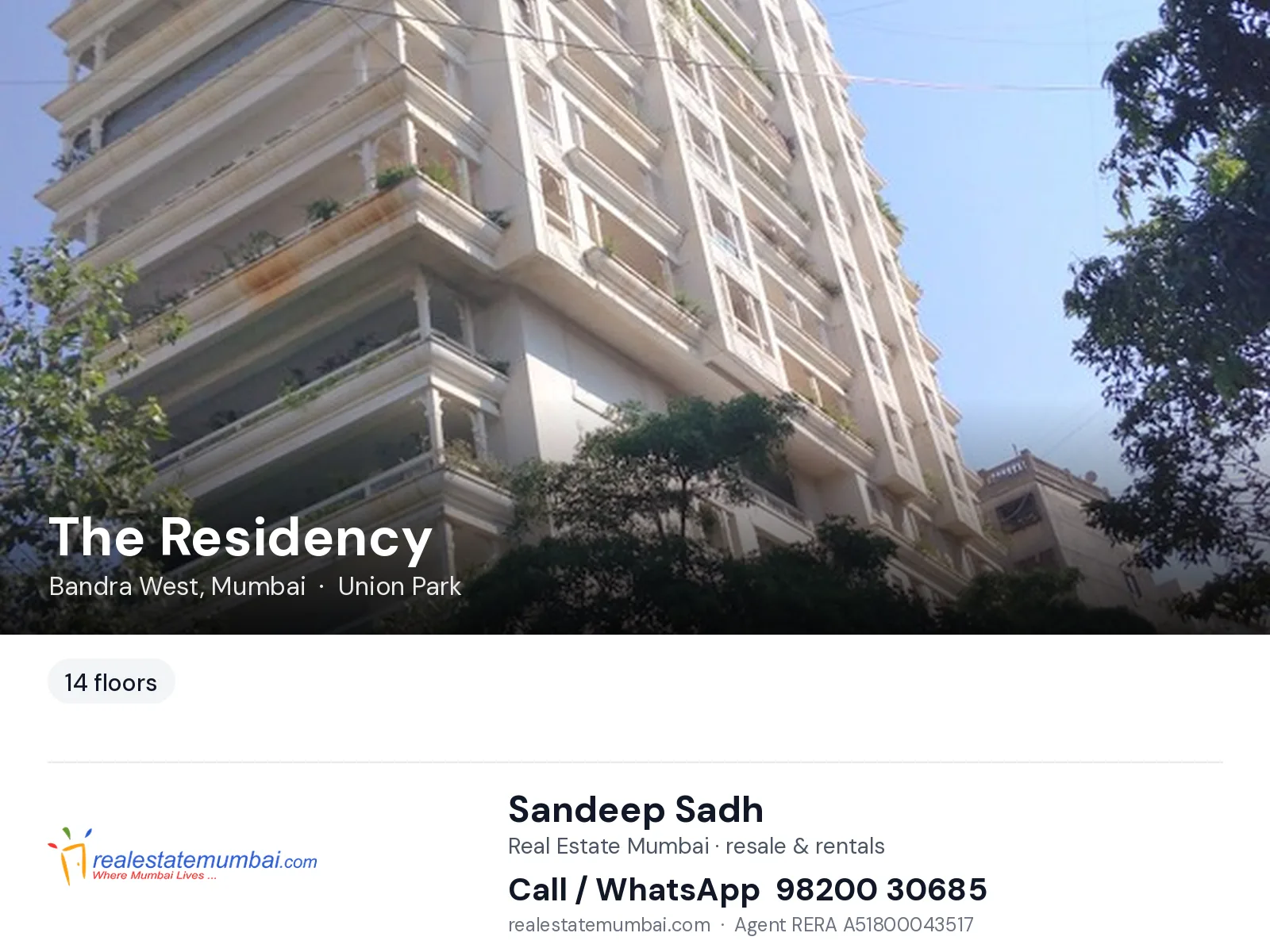 The Residency, Bandra West, Mumbai — flats | Real Estate Mumbai, Sandeep Sadh 98200 30685