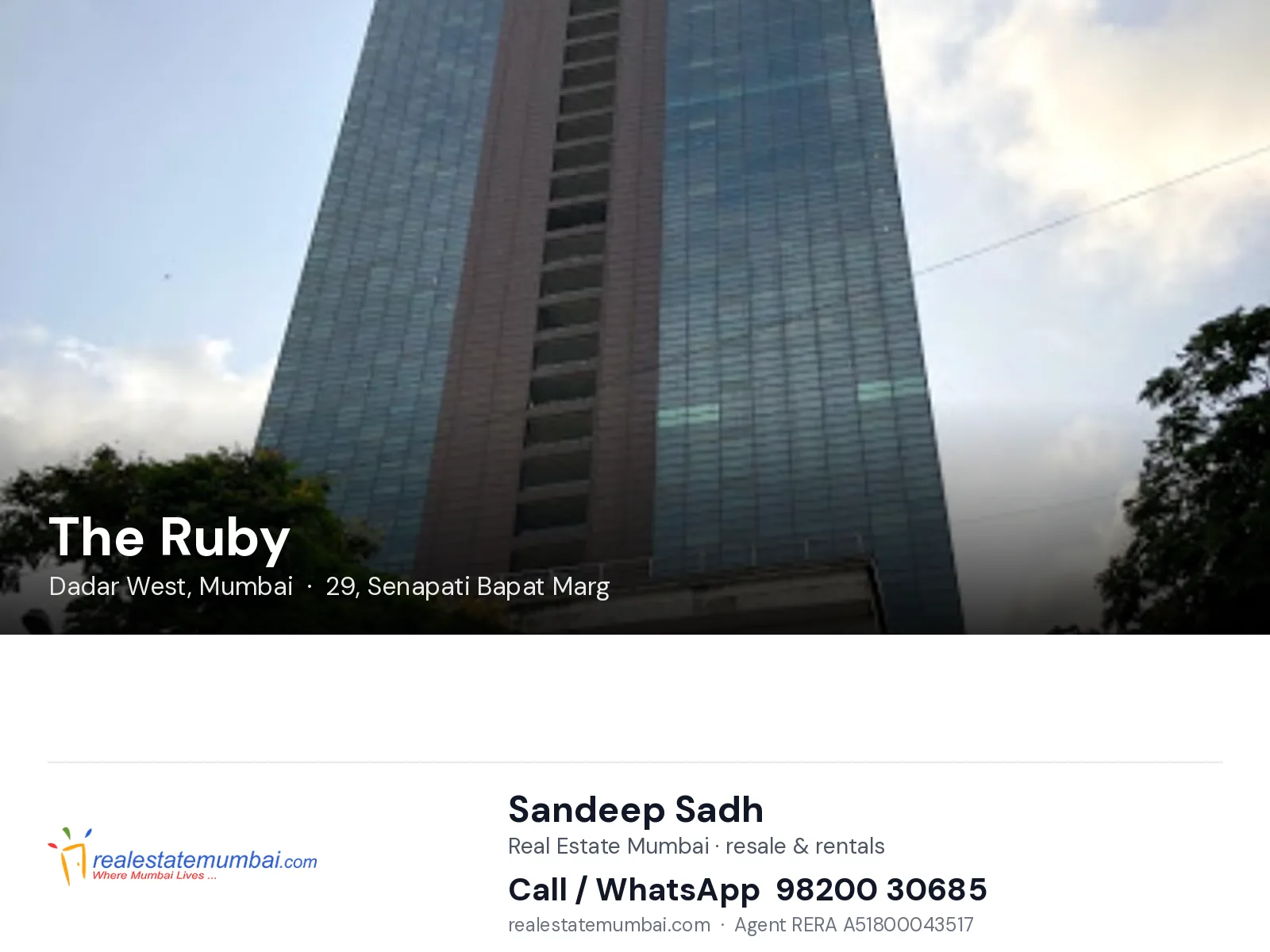 The Ruby, Dadar West, Mumbai — flats | Real Estate Mumbai, Sandeep Sadh 98200 30685