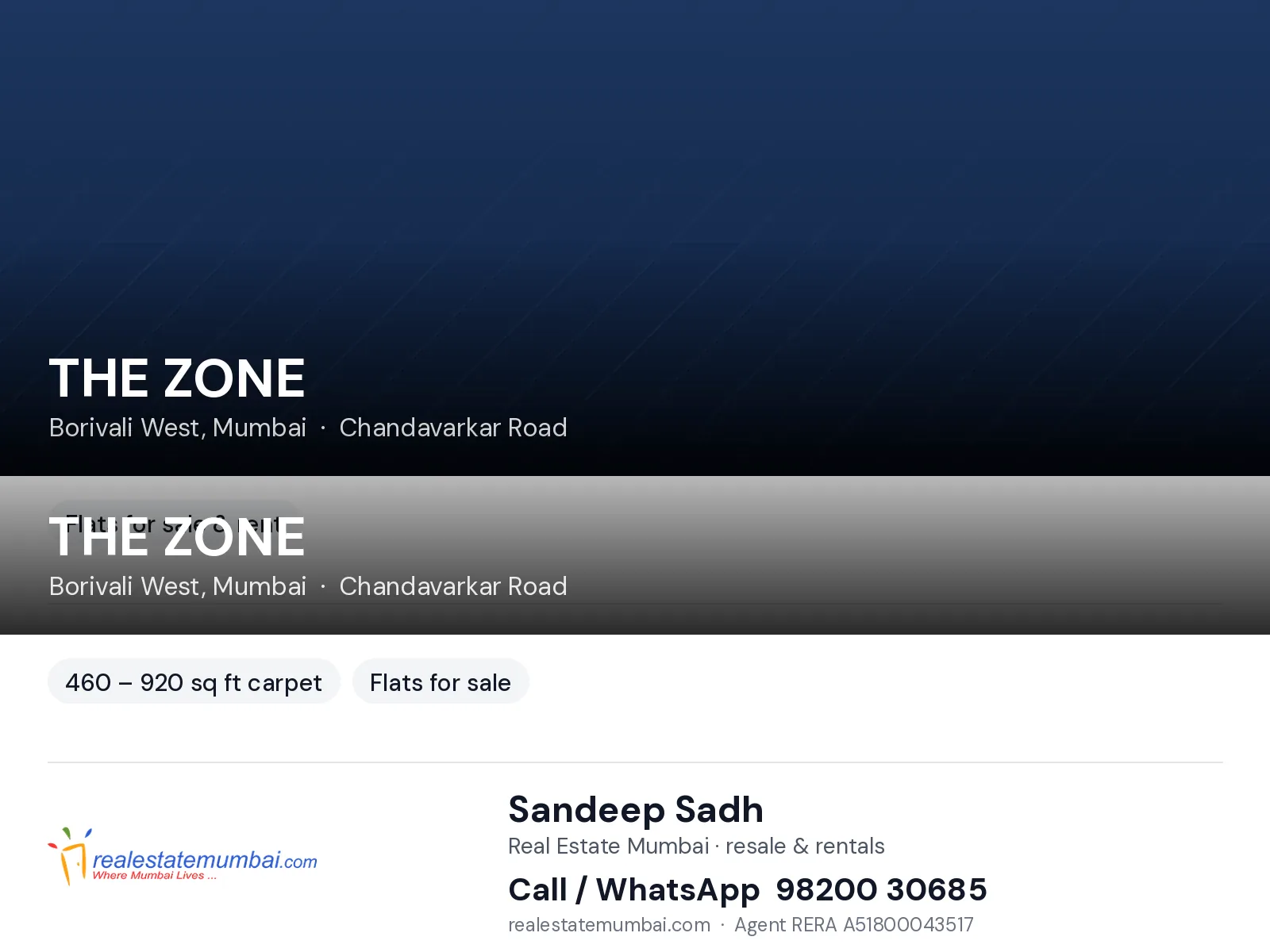 THE ZONE, Borivali West, Mumbai — flats for sale | Real Estate Mumbai, Sandeep Sadh 98200 30685