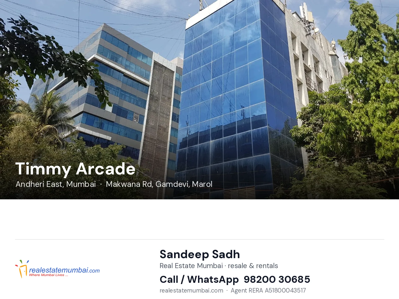Timmy Arcade, Andheri East, Mumbai — flats | Real Estate Mumbai, Sandeep Sadh 98200 30685