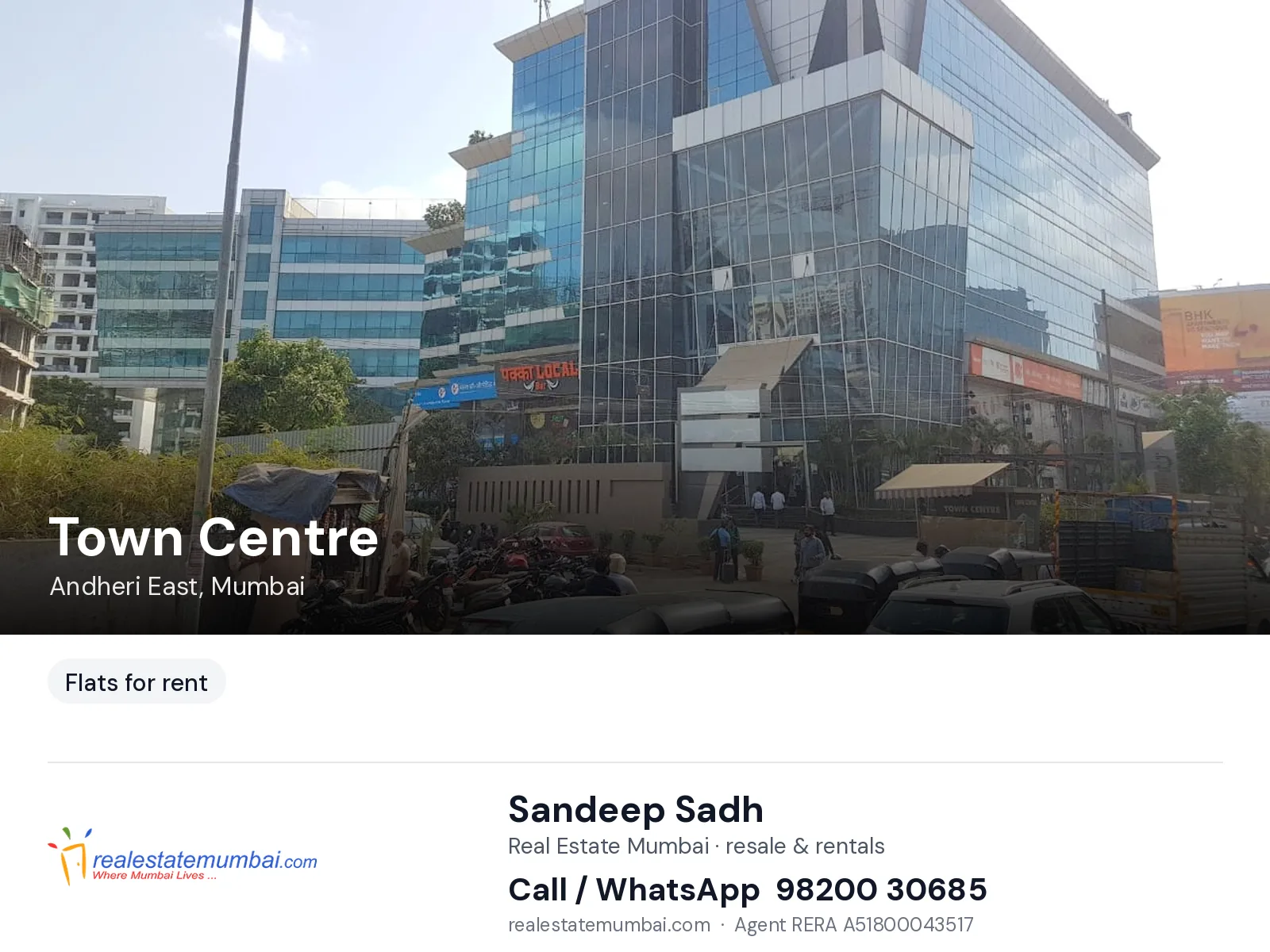 Town Centre, Andheri East, Mumbai — flats for rent | Real Estate Mumbai, Sandeep Sadh 98200 30685
