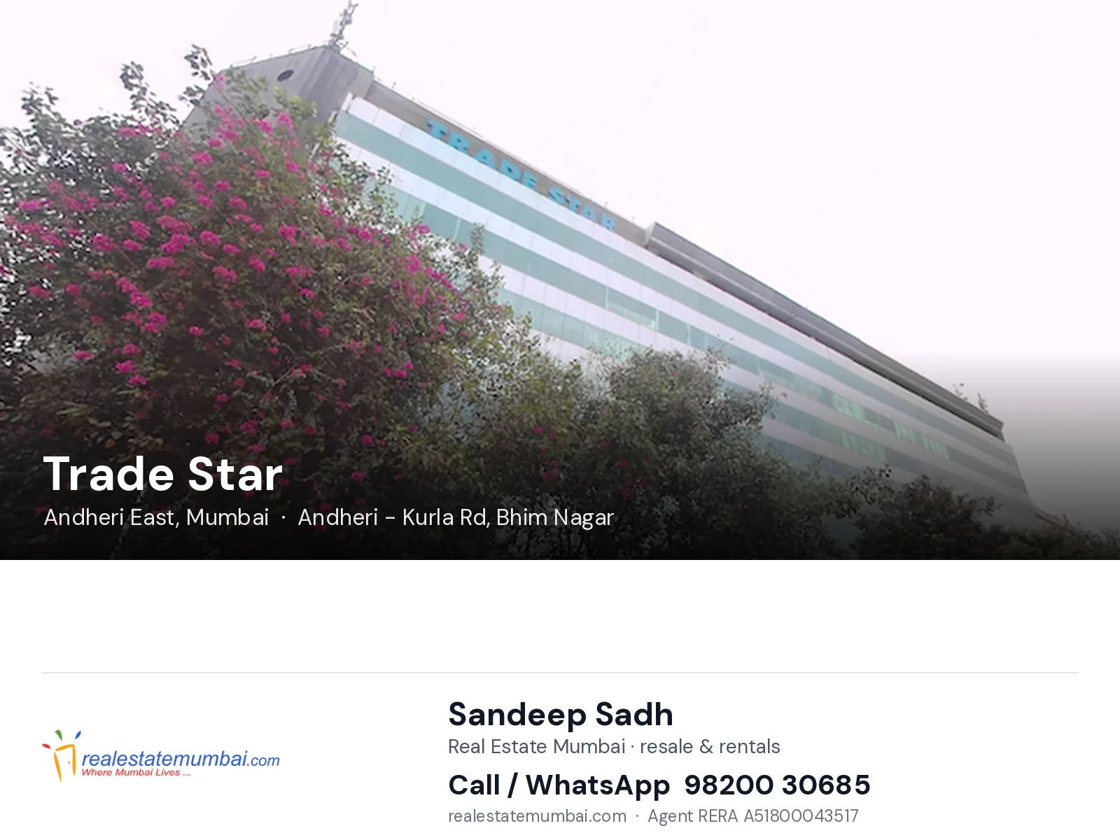 Trade Star, Andheri East, Mumbai — flats | Real Estate Mumbai, Sandeep Sadh 98200 30685