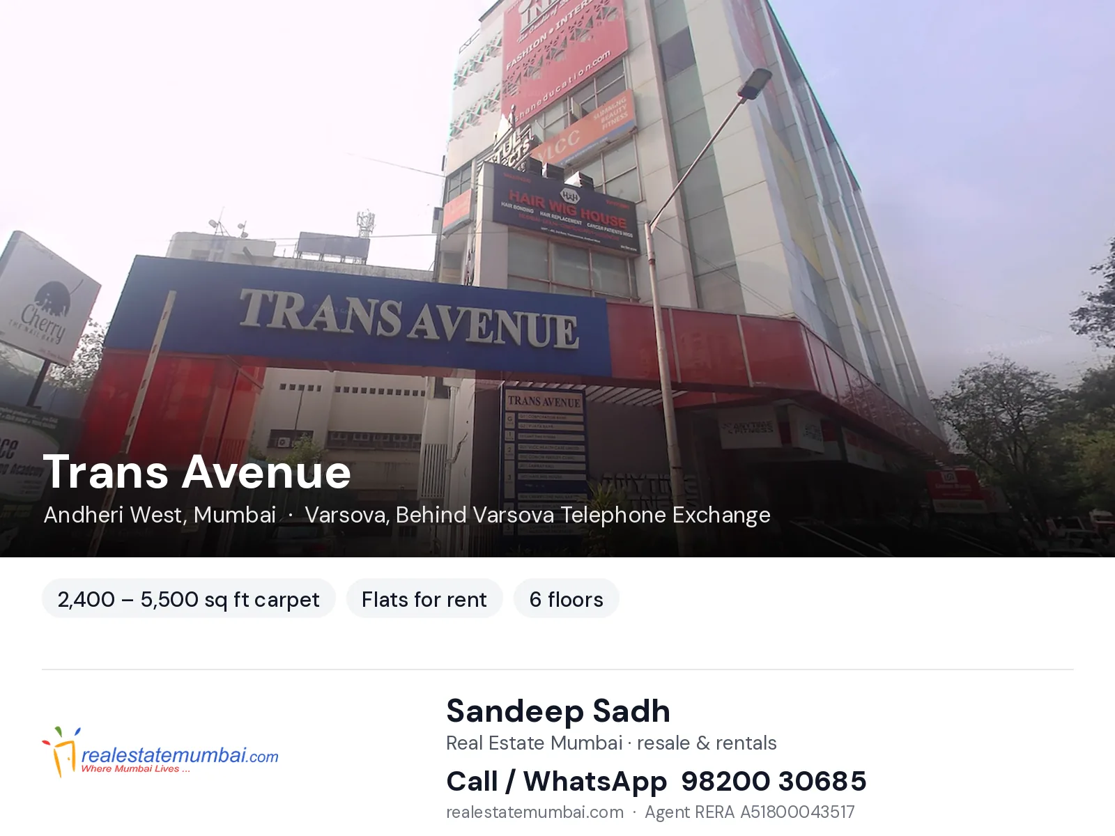 Trans Avenue, Andheri West, Mumbai — flats for rent | Real Estate Mumbai, Sandeep Sadh 98200 30685
