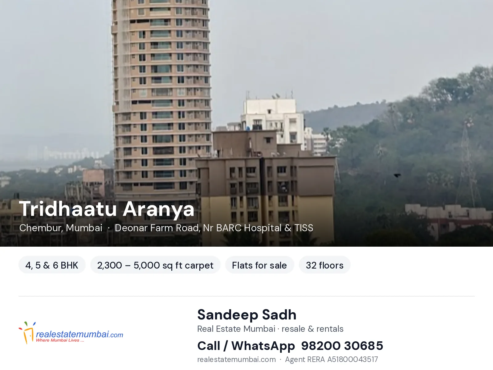 Tridhaatu Aranya, Chembur, Mumbai — 4, 5 & 6 BHK flats for sale | Real Estate Mumbai, Sandeep Sadh 98200 30685