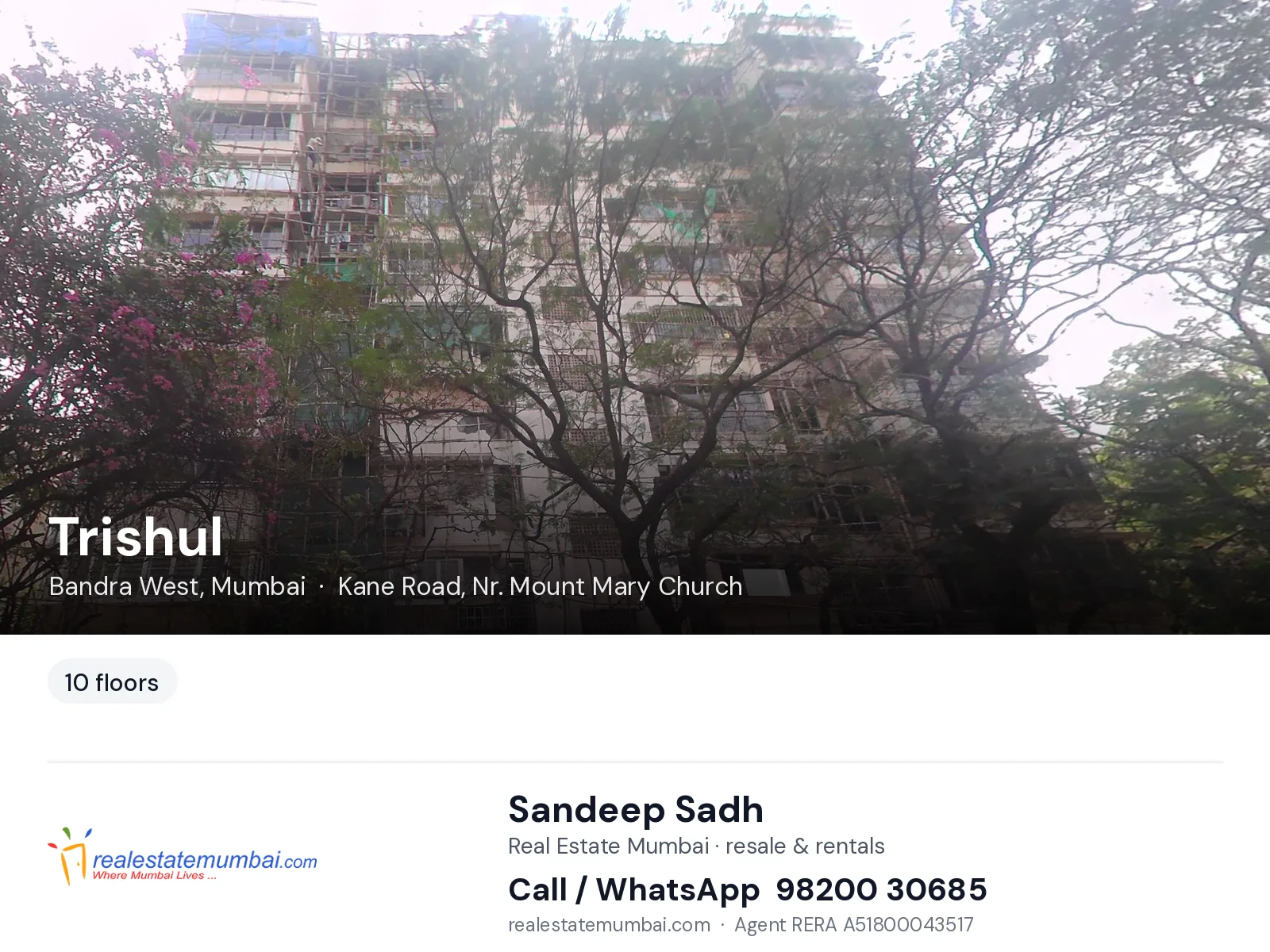 Trishul, Bandra West, Mumbai — flats | Real Estate Mumbai, Sandeep Sadh 98200 30685