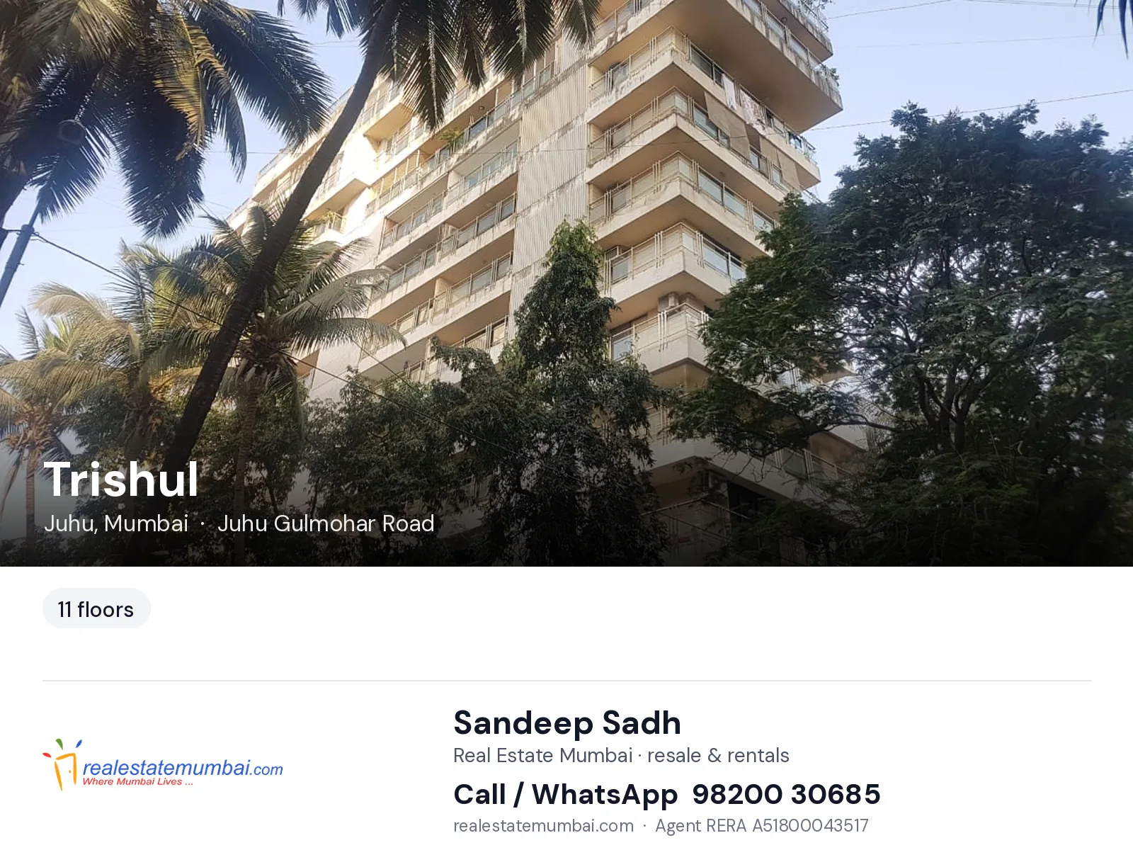 Trishul, Juhu, Mumbai — flats | Real Estate Mumbai, Sandeep Sadh 98200 30685