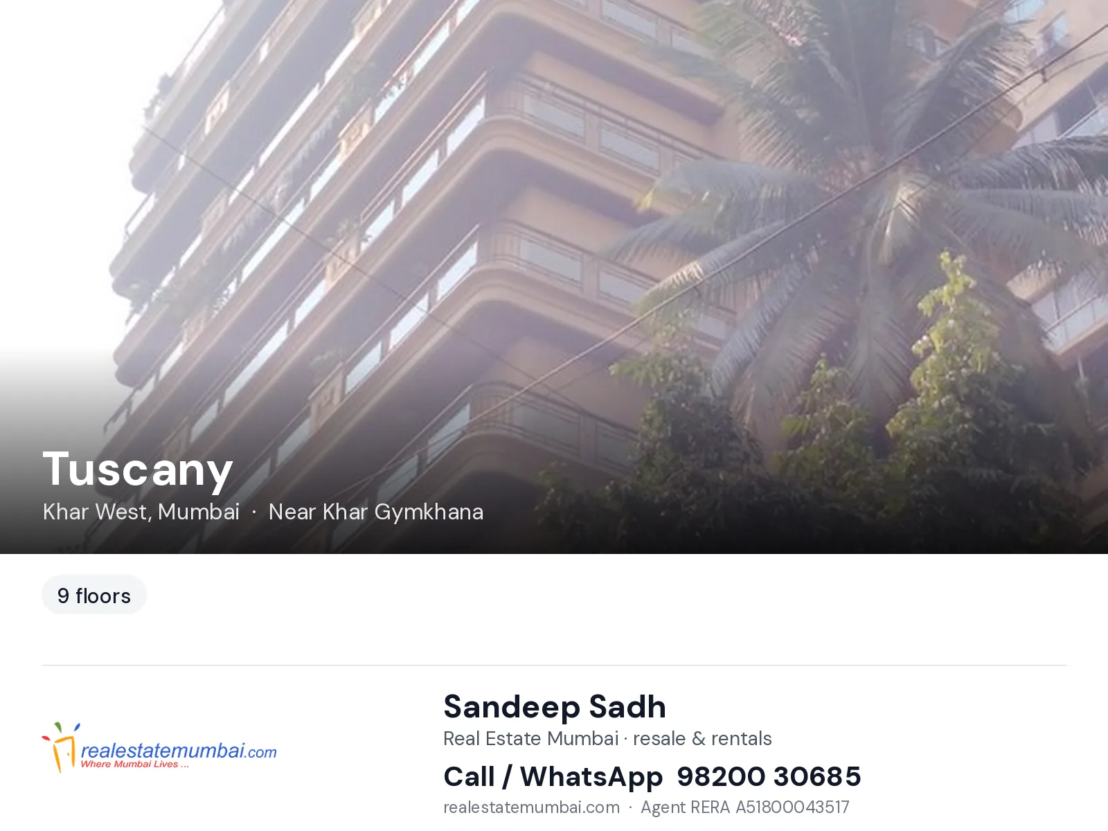 Tuscany, Khar West, Mumbai — flats | Real Estate Mumbai, Sandeep Sadh 98200 30685