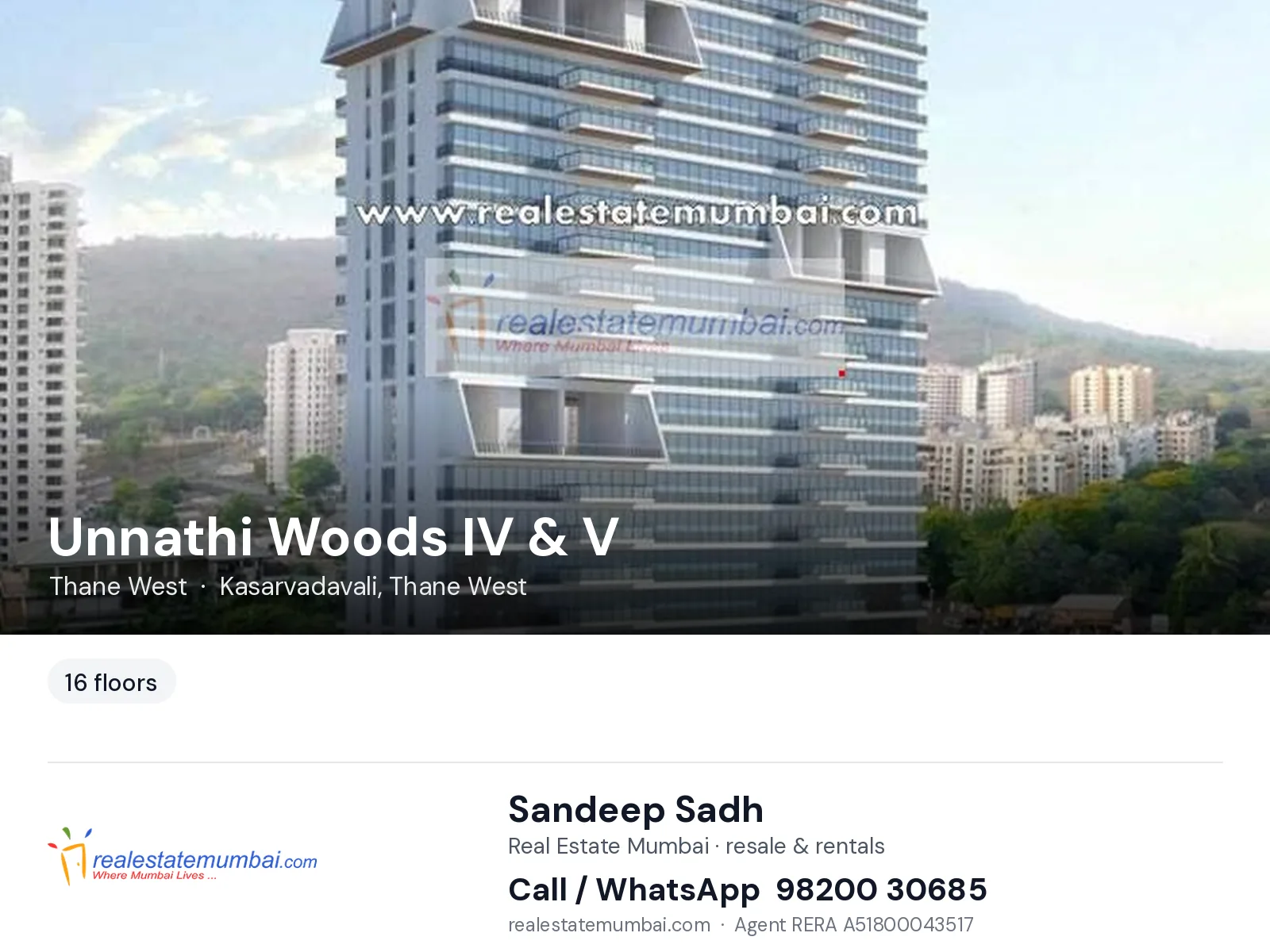Unnathi Woods IV & V, Thane West — flats | Real Estate Mumbai, Sandeep Sadh 98200 30685