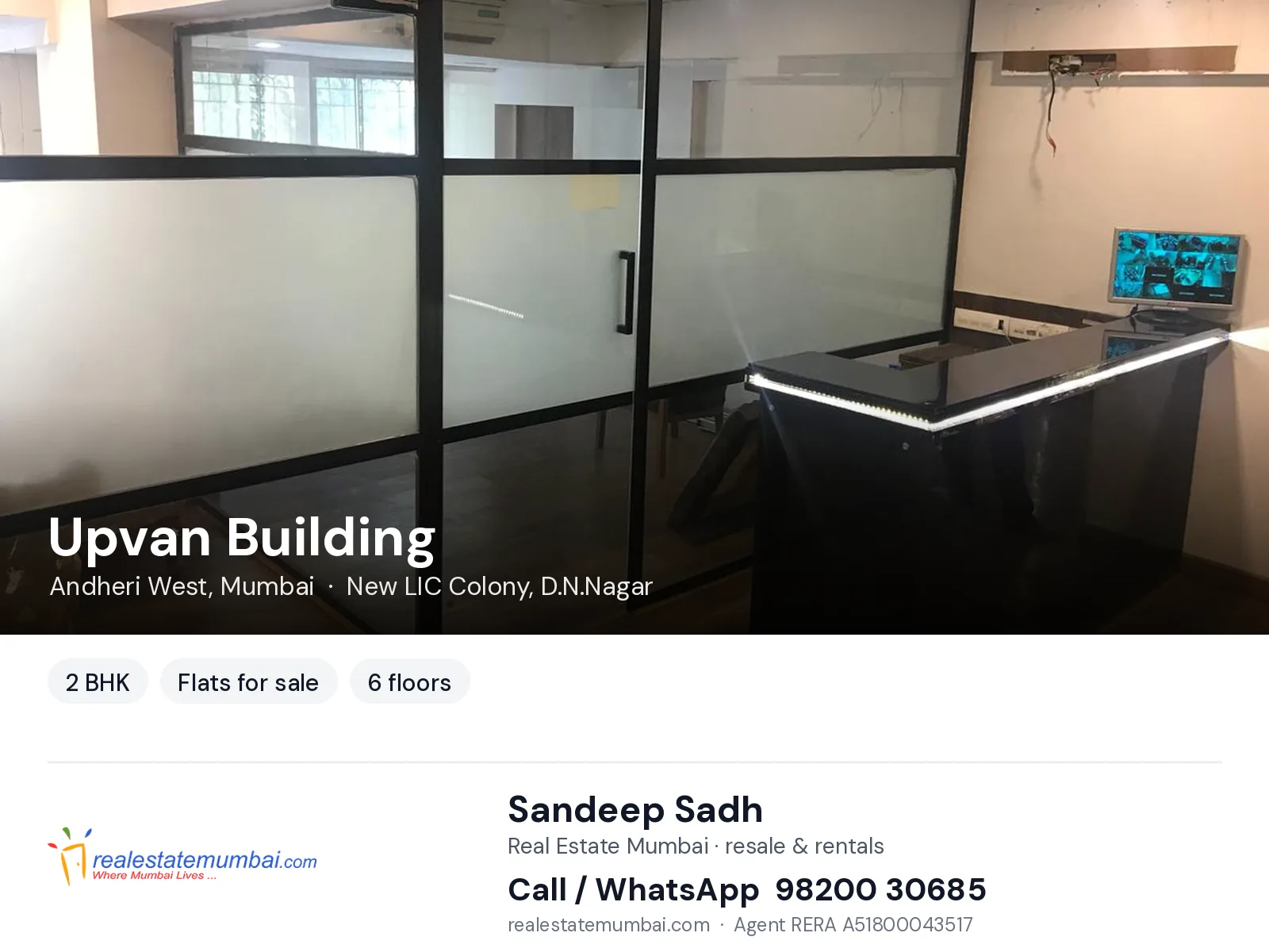 Upvan Building, Andheri West, Mumbai — 2 BHK flats for sale | Real Estate Mumbai, Sandeep Sadh 98200 30685