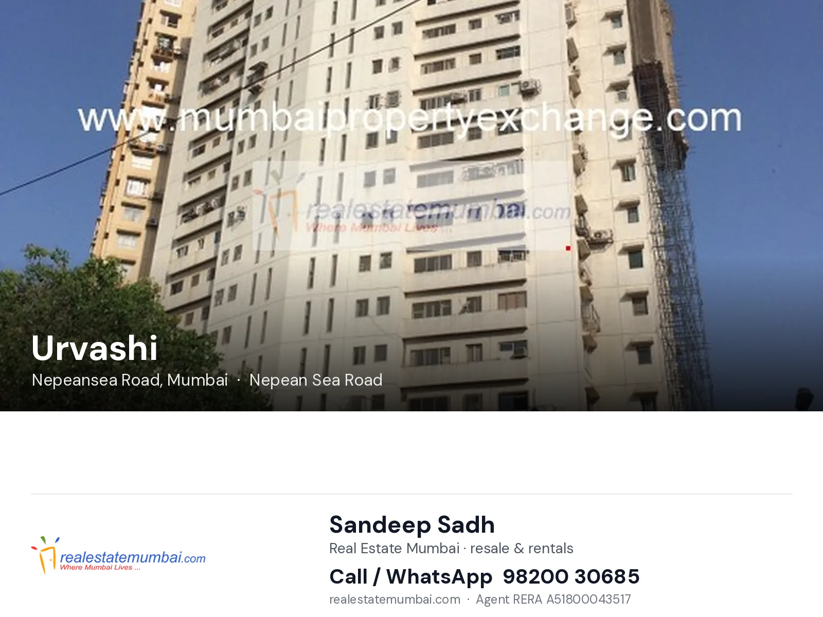 Urvashi, Nepeansea Road, Mumbai — flats | Real Estate Mumbai, Sandeep Sadh 98200 30685