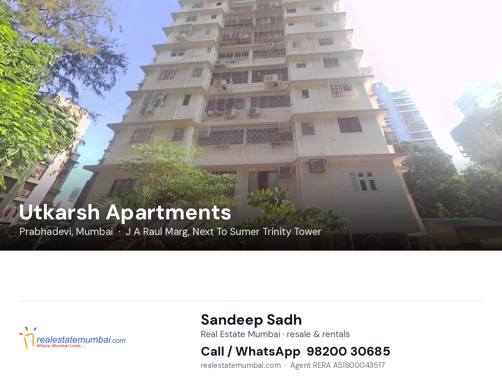 Utkarsh Apartments, Prabhadevi, Mumbai — flats | Real Estate Mumbai, Sandeep Sadh 98200 30685