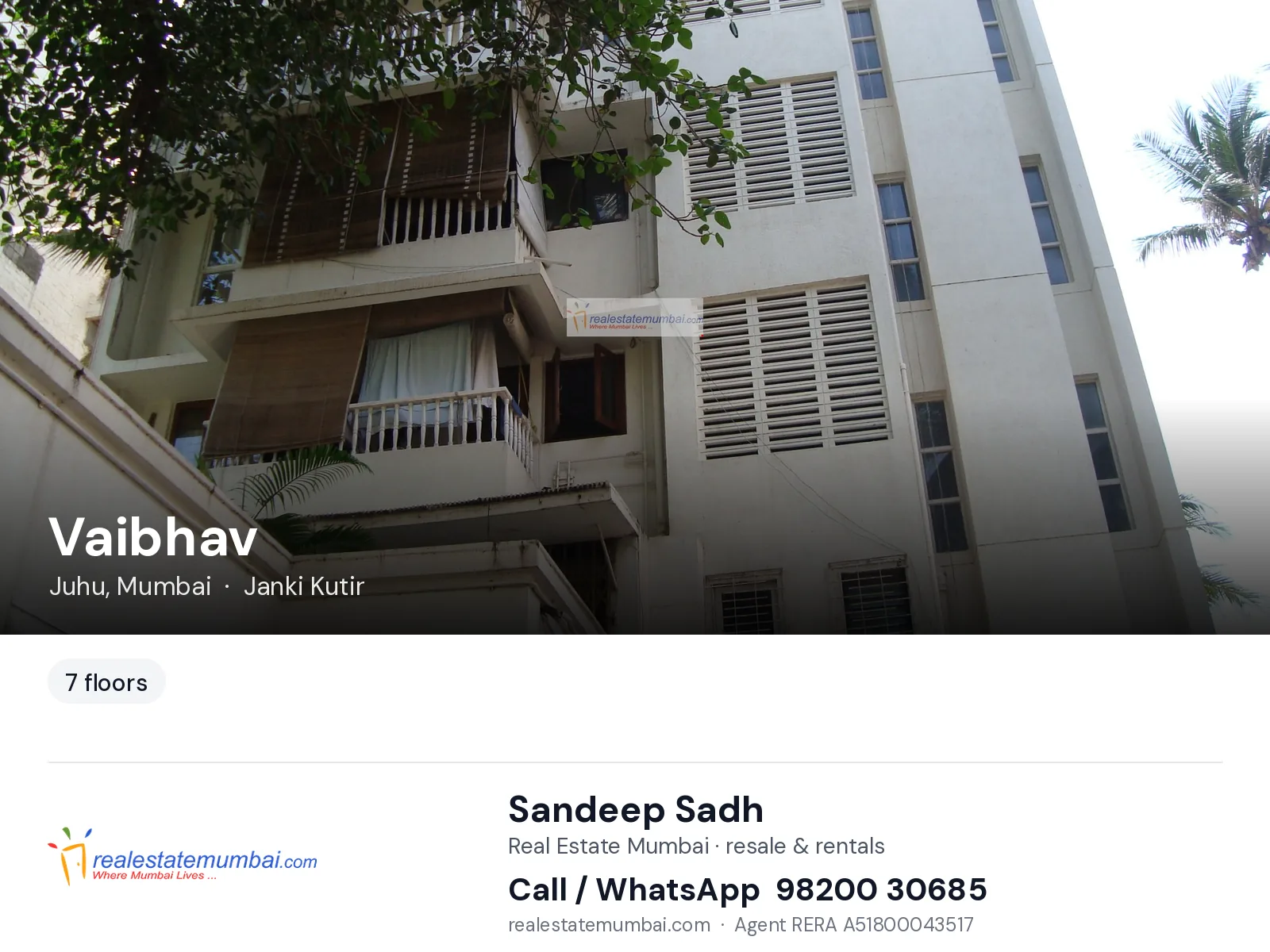 Vaibhav, Juhu, Mumbai — flats | Real Estate Mumbai, Sandeep Sadh 98200 30685