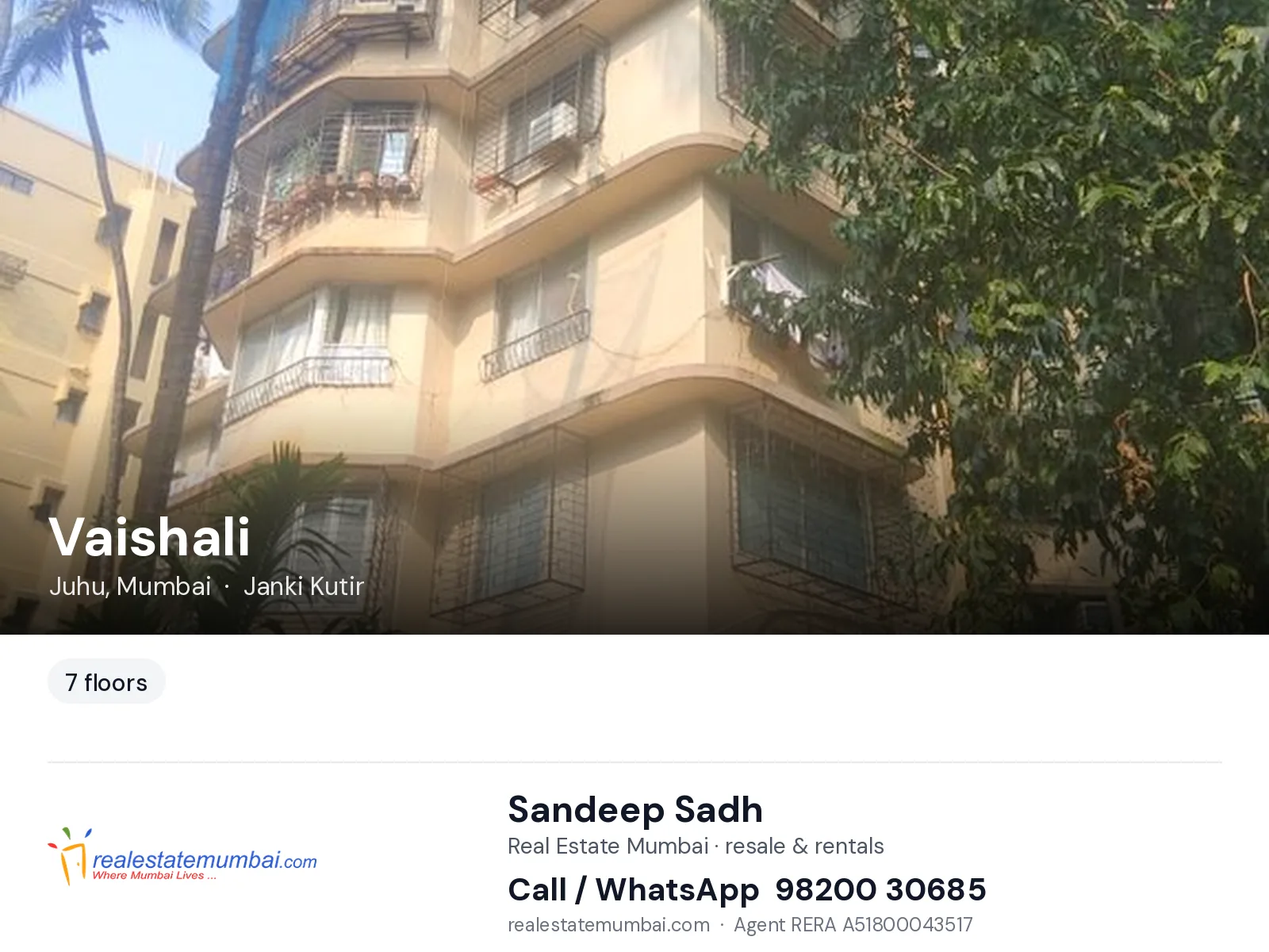 Vaishali, Juhu, Mumbai — flats | Real Estate Mumbai, Sandeep Sadh 98200 30685