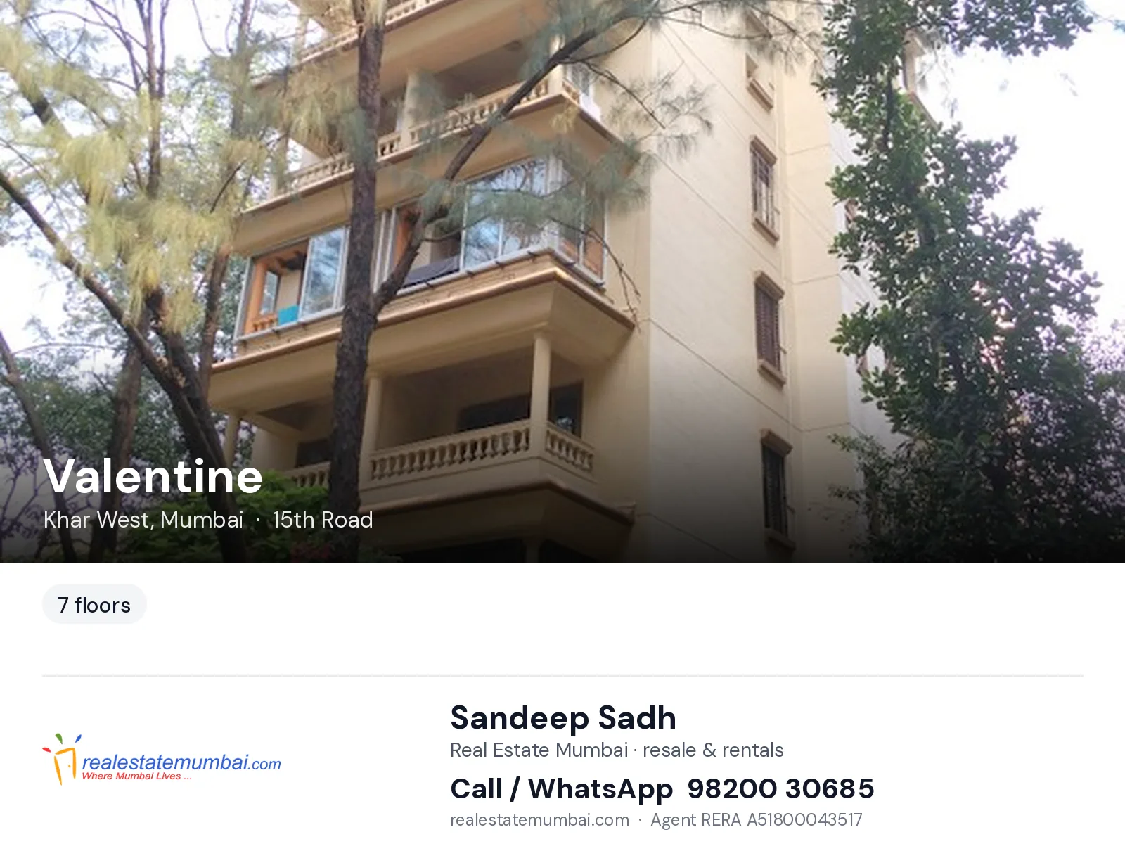 Valentine, Khar West, Mumbai — flats | Real Estate Mumbai, Sandeep Sadh 98200 30685