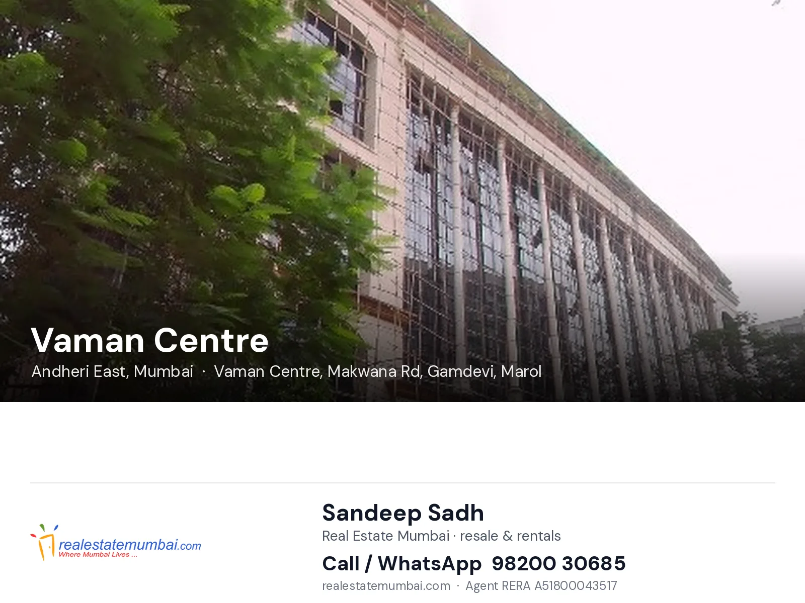 Vaman Centre, Andheri East, Mumbai — flats | Real Estate Mumbai, Sandeep Sadh 98200 30685