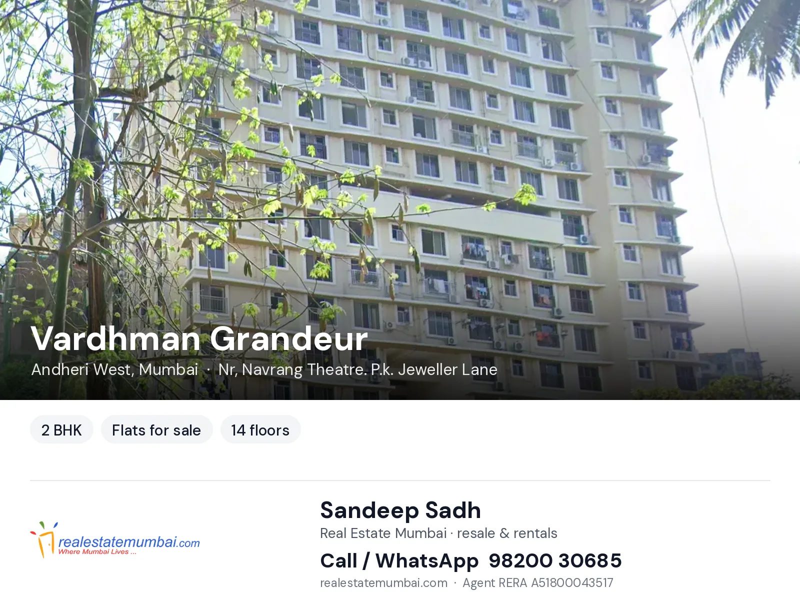 Vardhman Grandeur, Andheri West, Mumbai — 2 BHK flats for sale | Real Estate Mumbai, Sandeep Sadh 98200 30685