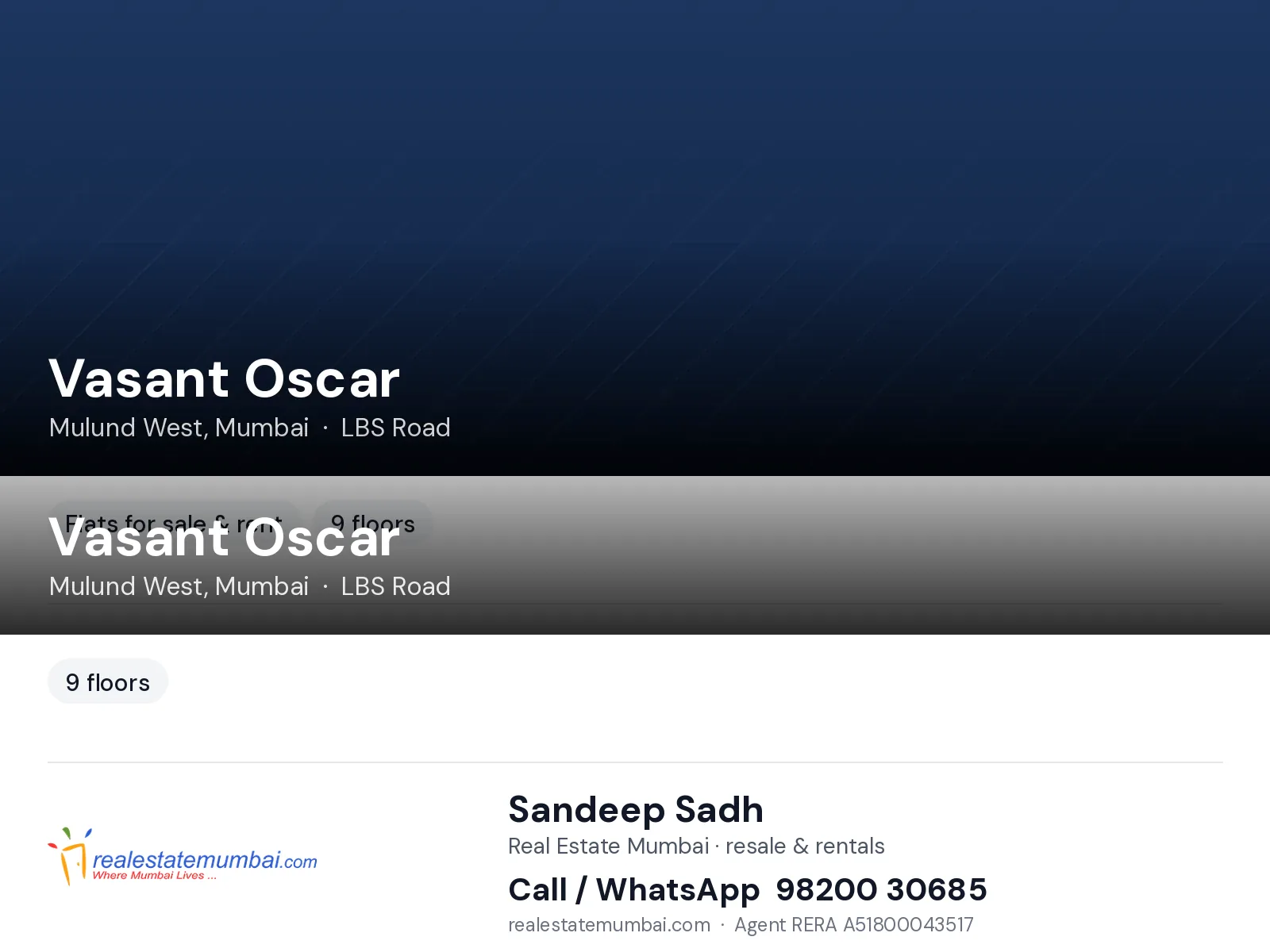 Vasant Oscar, Mulund West, Mumbai — flats | Real Estate Mumbai, Sandeep Sadh 98200 30685
