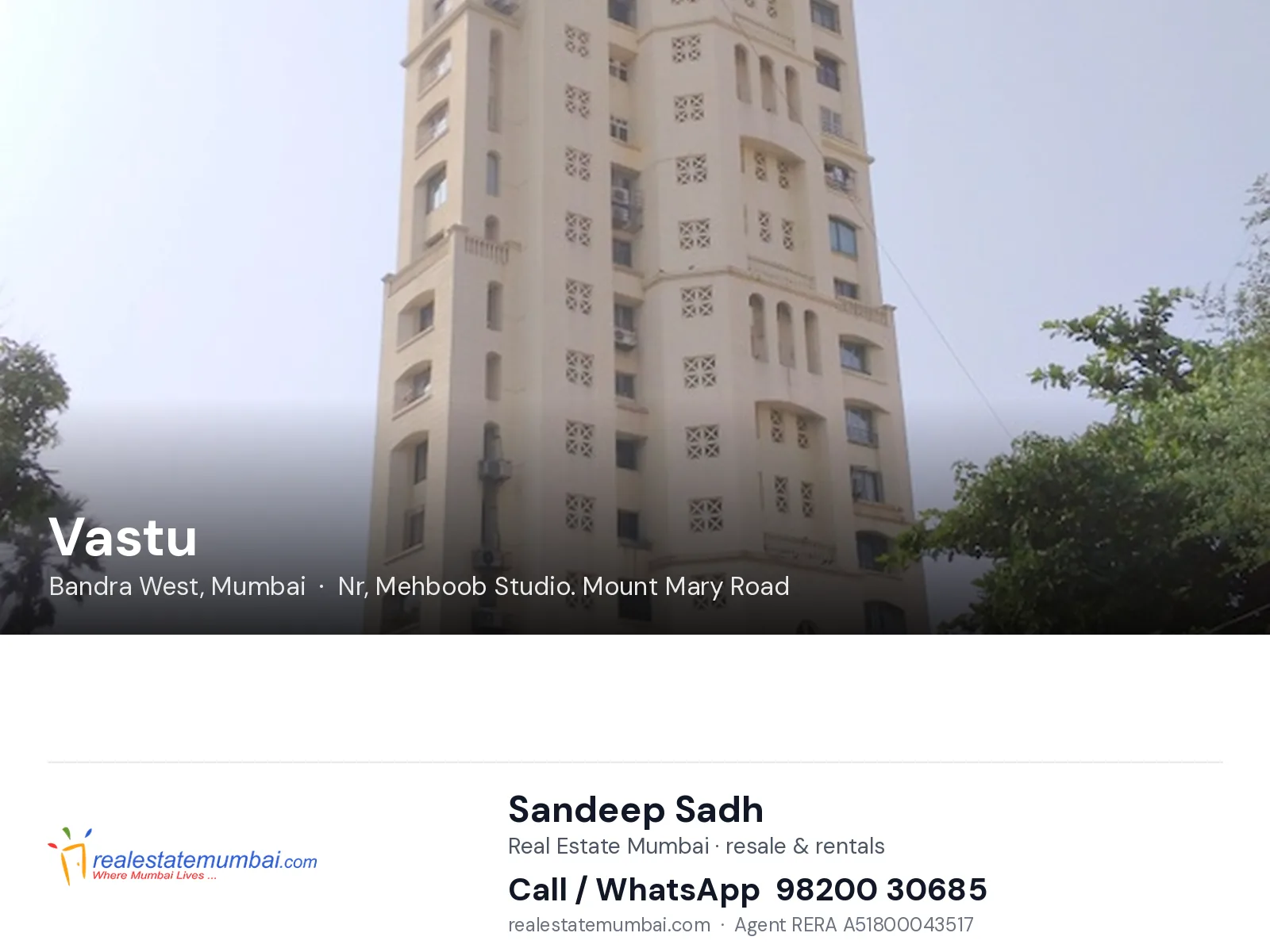 Vastu, Bandra West, Mumbai — flats | Real Estate Mumbai, Sandeep Sadh 98200 30685