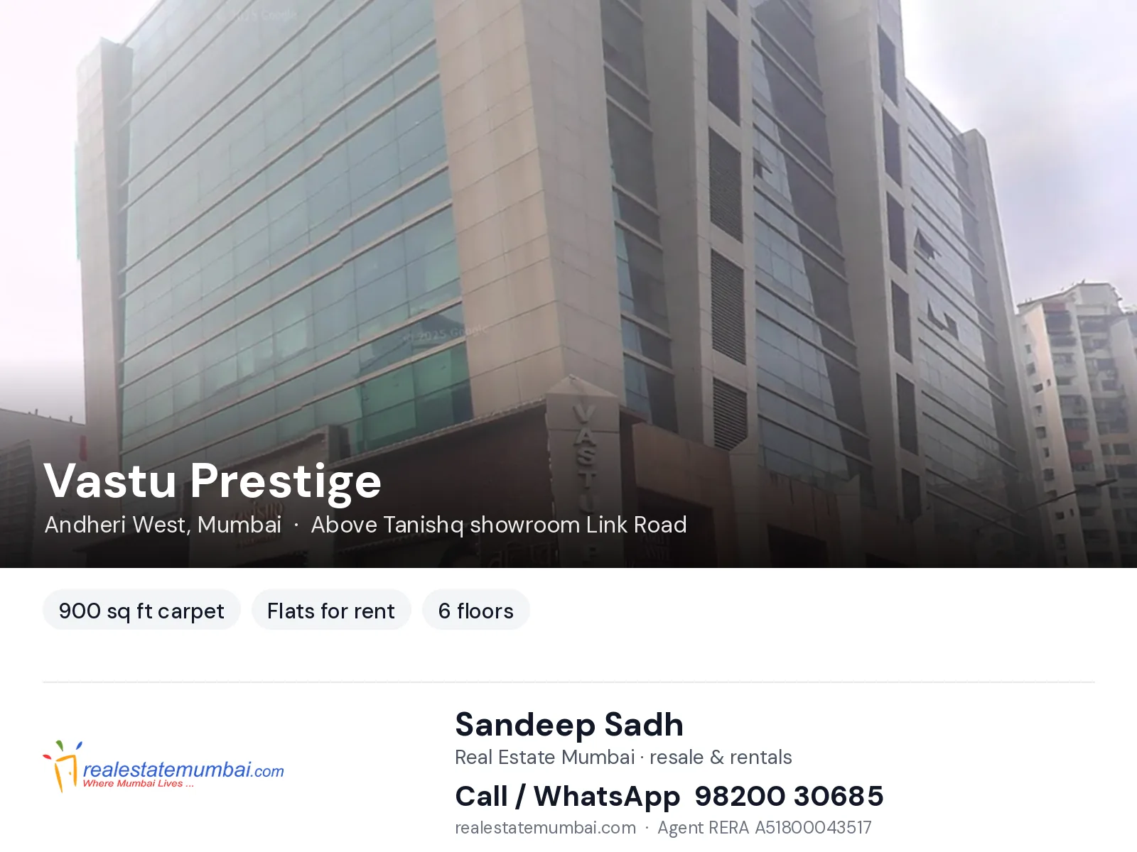 Vastu Prestige, Andheri West, Mumbai — flats for rent | Real Estate Mumbai, Sandeep Sadh 98200 30685