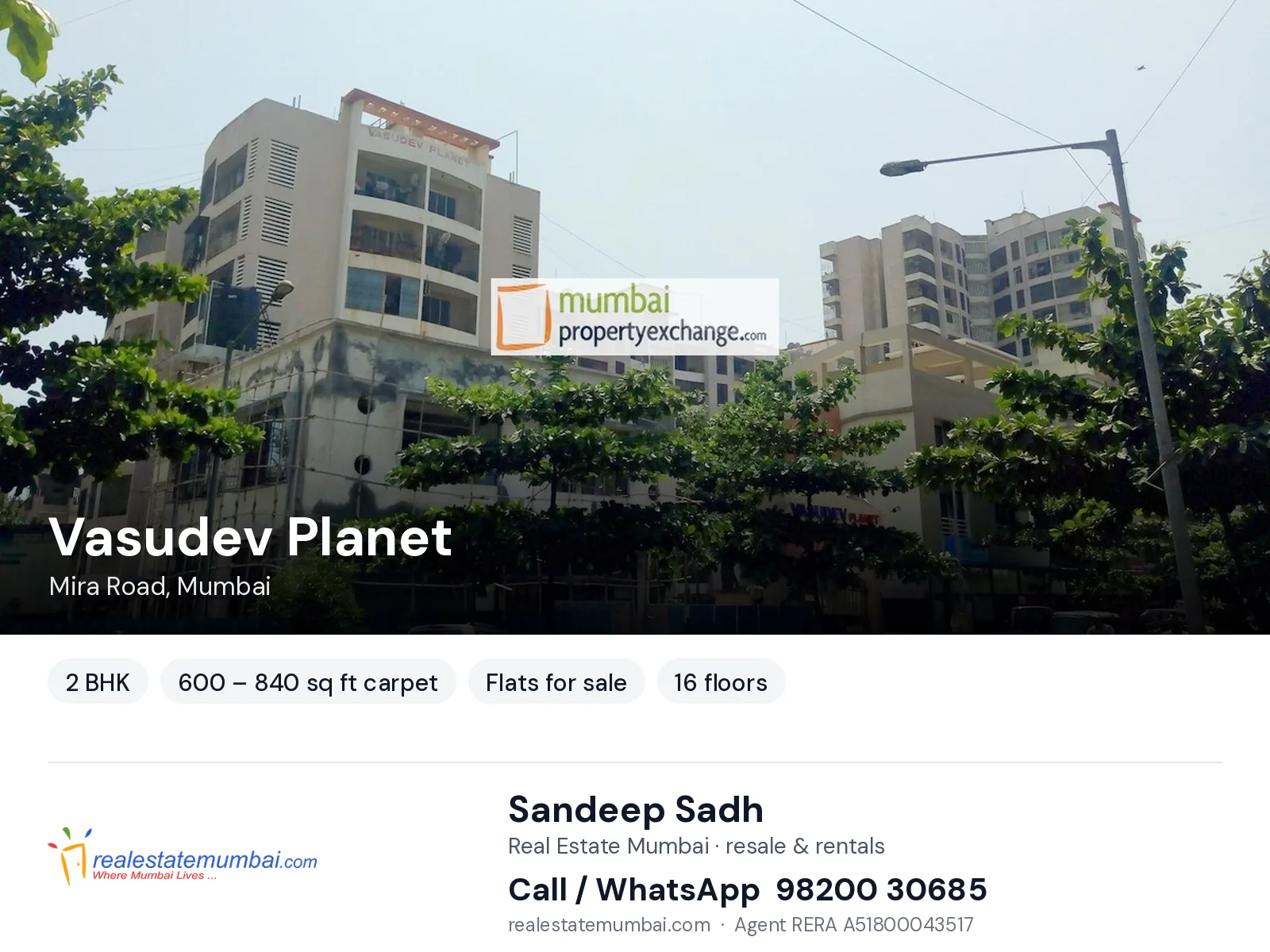 Vasudev Planet, Mira Road, Mumbai — 2 BHK flats for sale | Real Estate Mumbai, Sandeep Sadh 98200 30685
