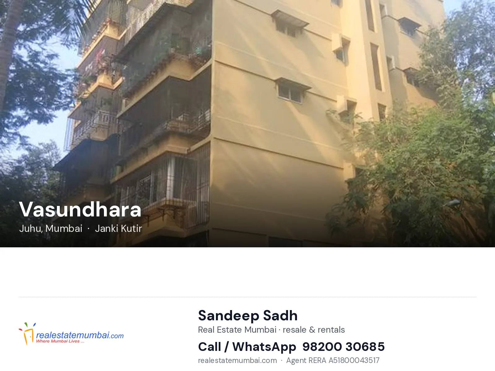 Vasundhara, Juhu, Mumbai — flats | Real Estate Mumbai, Sandeep Sadh 98200 30685