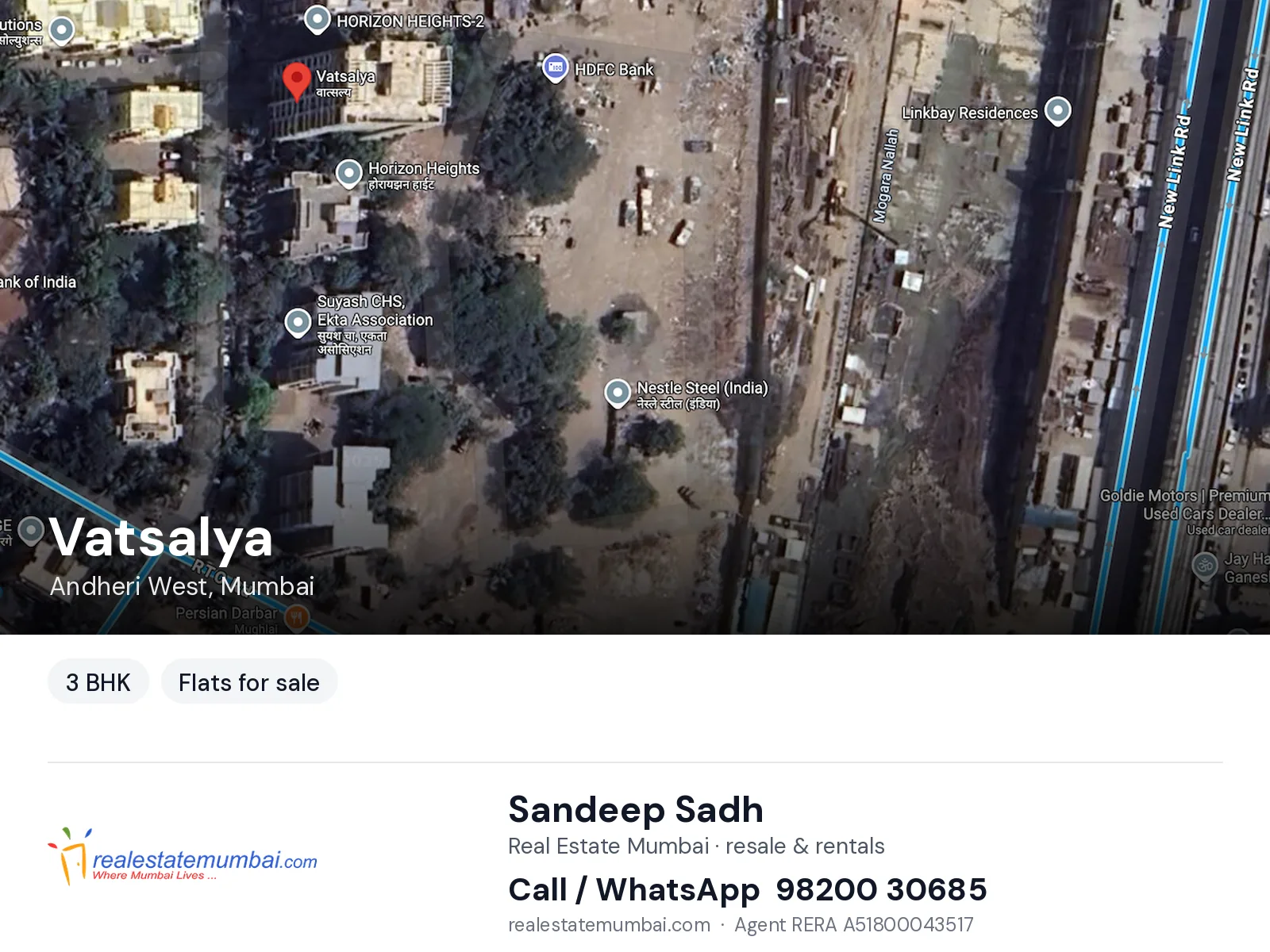 Vatsalya, Andheri West, Mumbai — 3 BHK flats for sale | Real Estate Mumbai, Sandeep Sadh 98200 30685