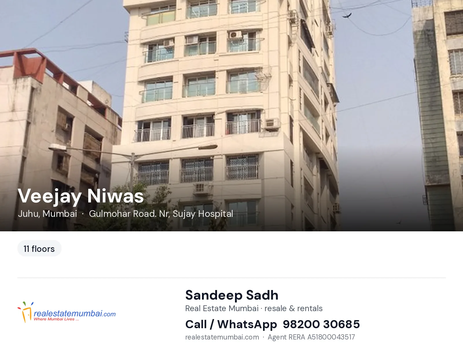 Veejay Niwas, Juhu, Mumbai — flats | Real Estate Mumbai, Sandeep Sadh 98200 30685
