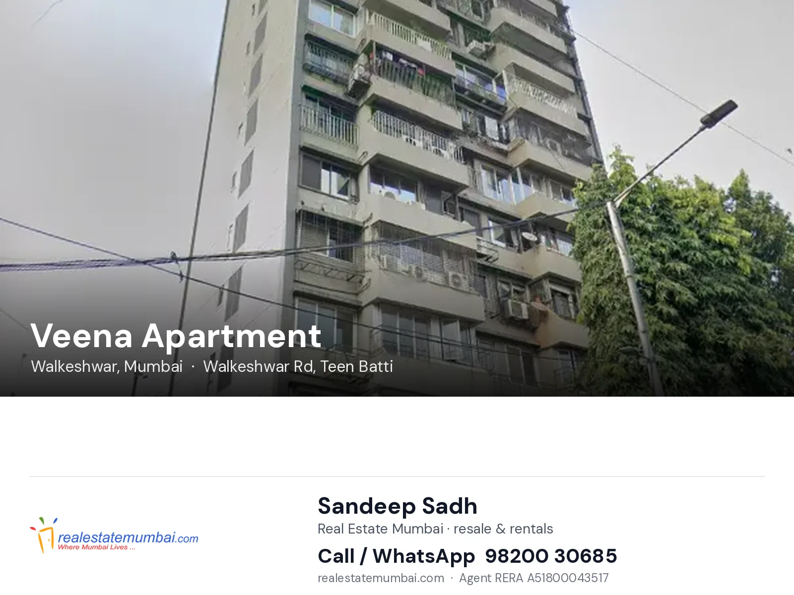 Veena Apartment, Walkeshwar, Mumbai — flats | Real Estate Mumbai, Sandeep Sadh 98200 30685