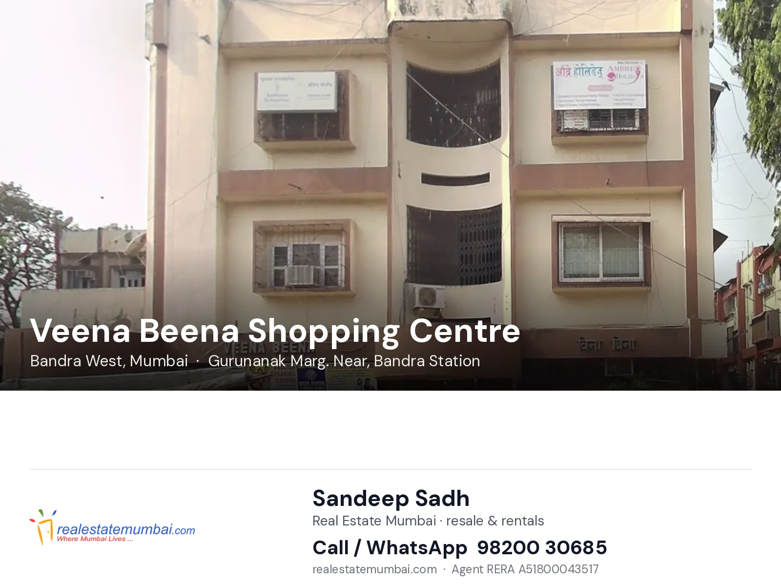 Veena Beena Shopping Centre, Bandra West, Mumbai — flats | Real Estate Mumbai, Sandeep Sadh 98200 30685