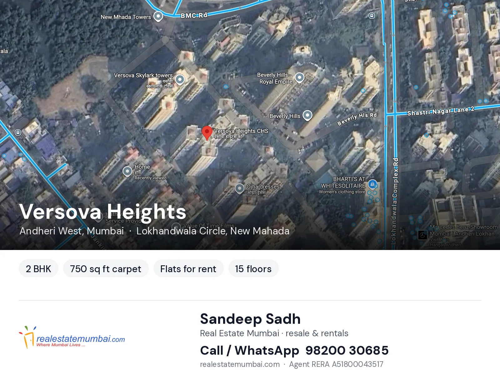 Versova Heights, Andheri West, Mumbai — 2 BHK flats for rent | Real Estate Mumbai, Sandeep Sadh 98200 30685