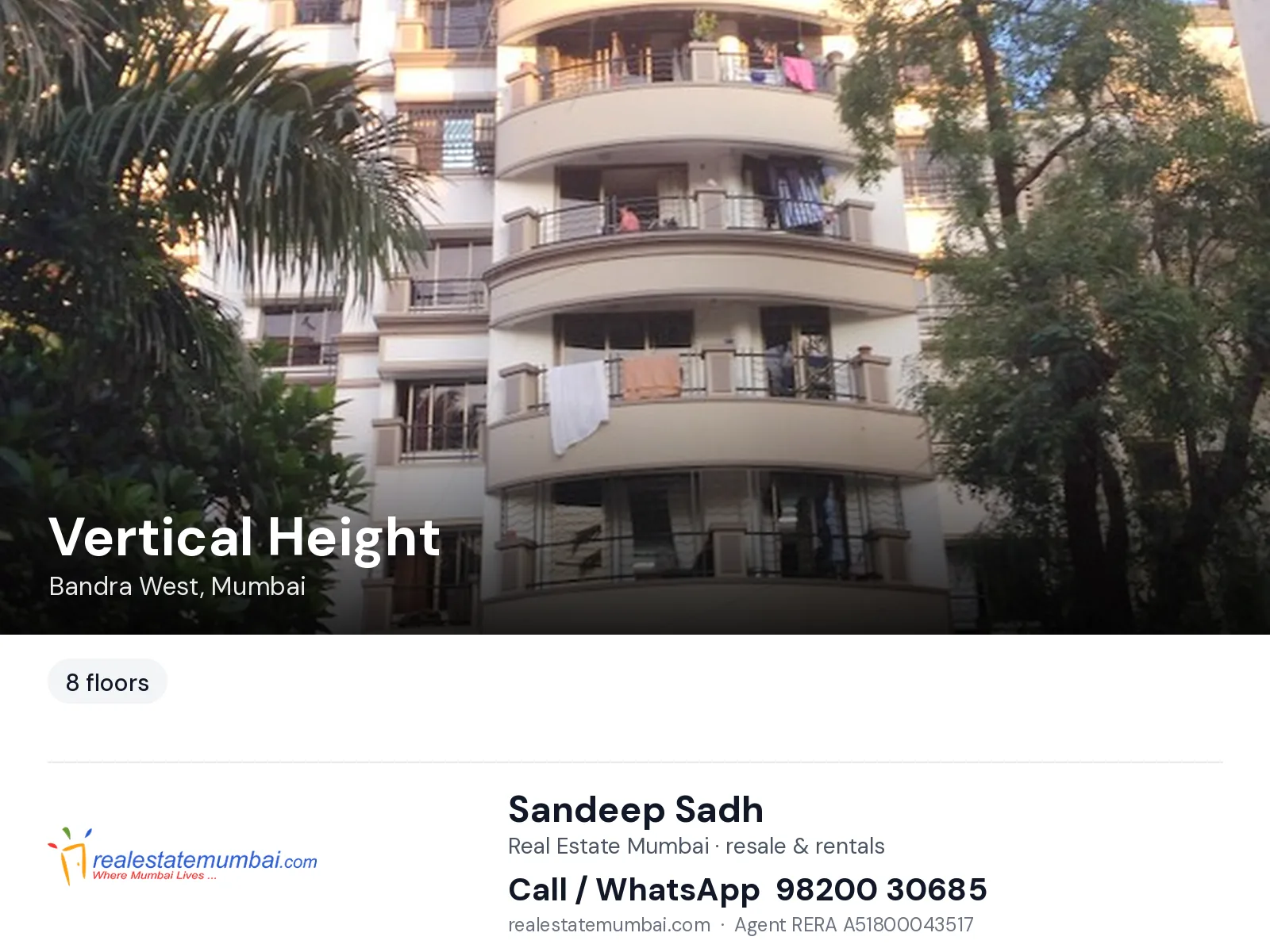 Vertical Height, Bandra West, Mumbai — flats | Real Estate Mumbai, Sandeep Sadh 98200 30685