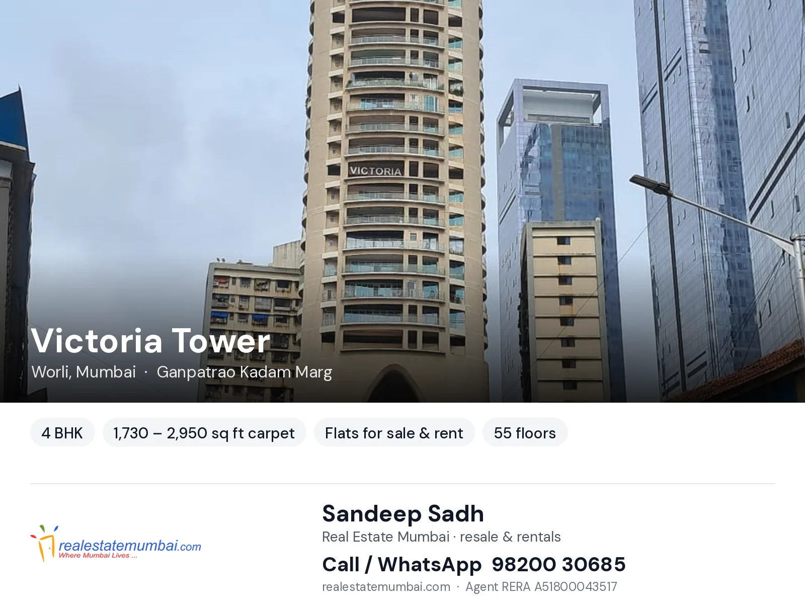 Victoria Tower, Worli, Mumbai — 4 BHK flats for sale & rent | Real Estate Mumbai, Sandeep Sadh 98200 30685