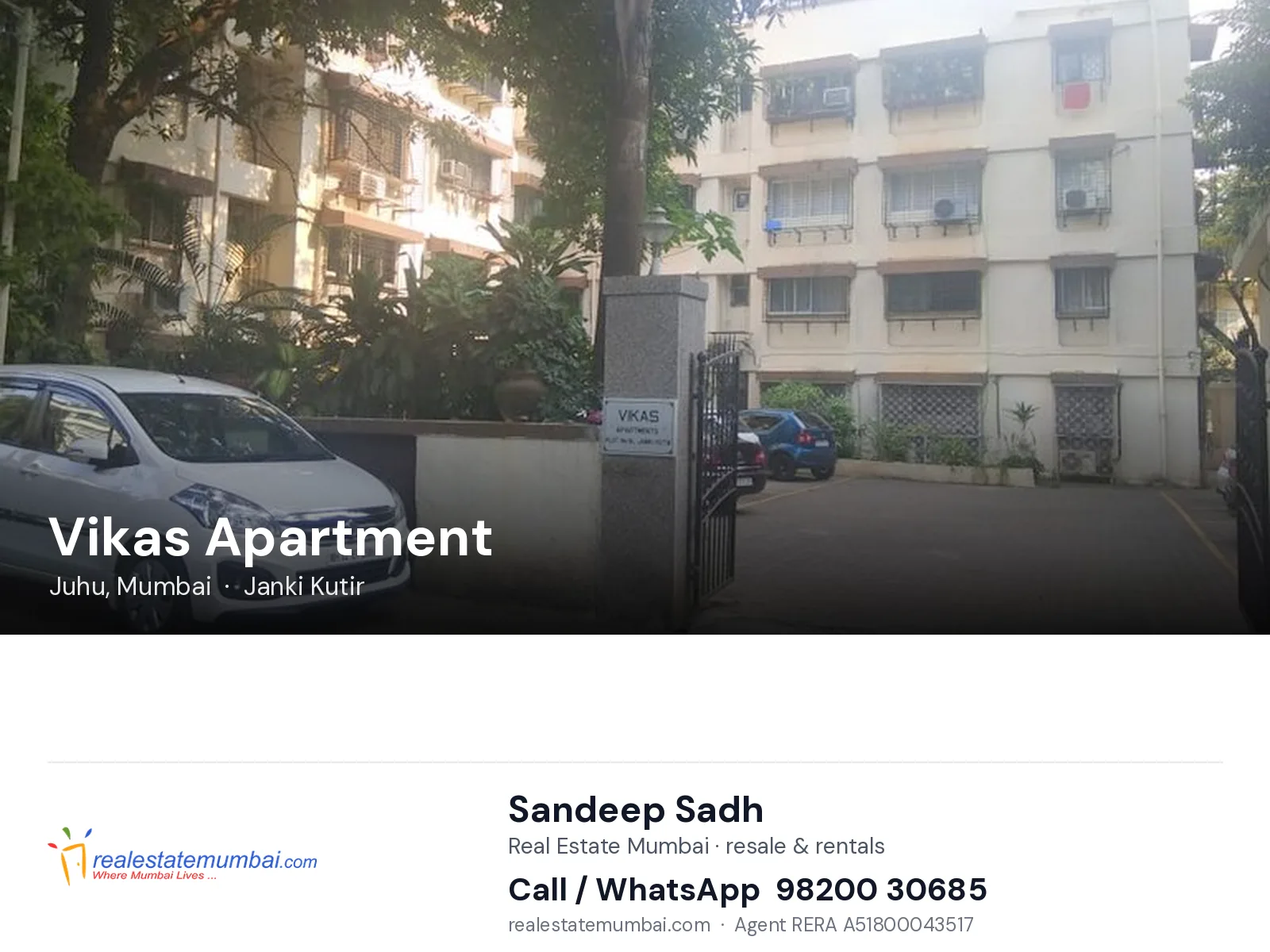 Vikas Apartment, Juhu, Mumbai — flats | Real Estate Mumbai, Sandeep Sadh 98200 30685