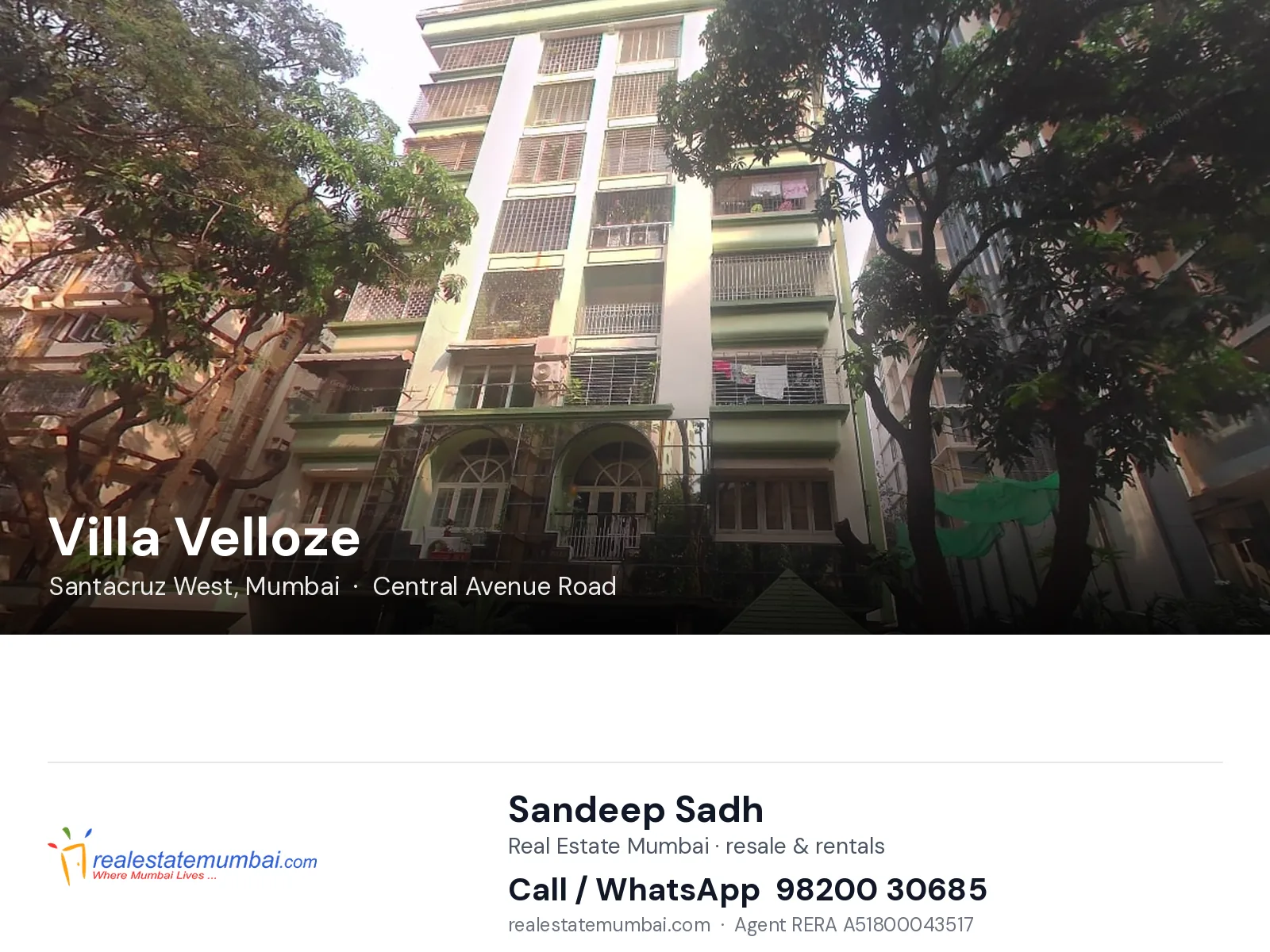 Villa Velloze, Santacruz West, Mumbai — flats | Real Estate Mumbai, Sandeep Sadh 98200 30685