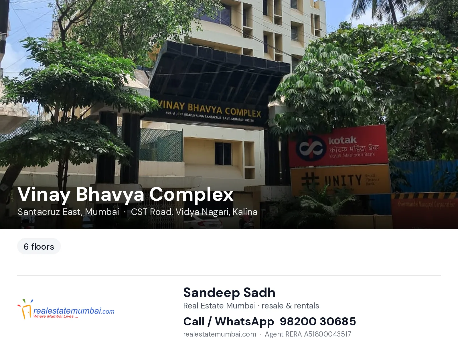 Vinay Bhavya Complex, Santacruz East, Mumbai — flats | Real Estate Mumbai, Sandeep Sadh 98200 30685