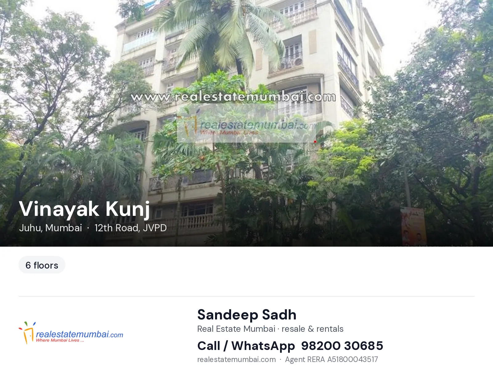 Vinayak Kunj, Juhu, Mumbai — flats | Real Estate Mumbai, Sandeep Sadh 98200 30685