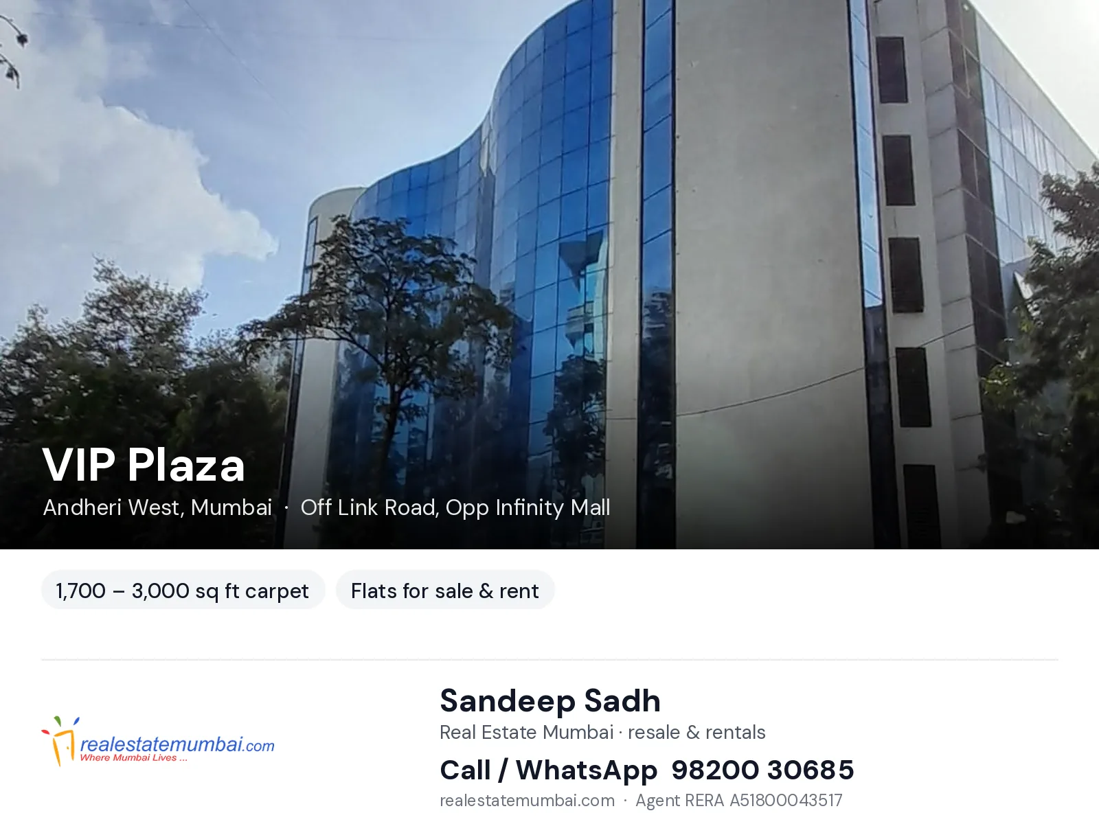 VIP Plaza, Andheri West, Mumbai — flats for sale & rent | Real Estate Mumbai, Sandeep Sadh 98200 30685
