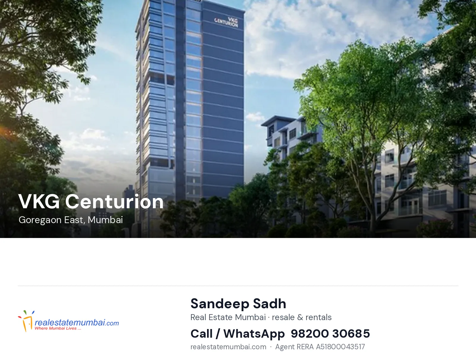 VKG Centurion, Goregaon East, Mumbai — flats | Real Estate Mumbai, Sandeep Sadh 98200 30685