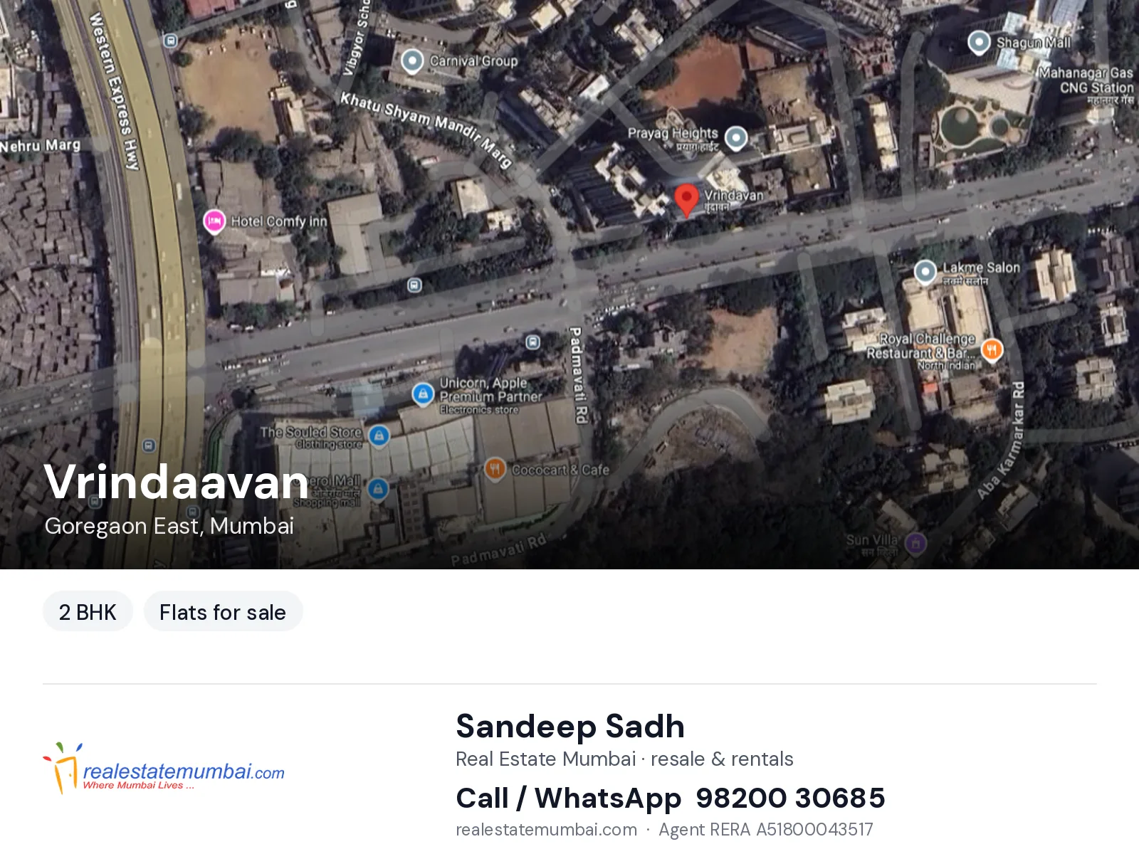 Vrindaavan, Goregaon East, Mumbai — 2 BHK flats for sale | Real Estate Mumbai, Sandeep Sadh 98200 30685