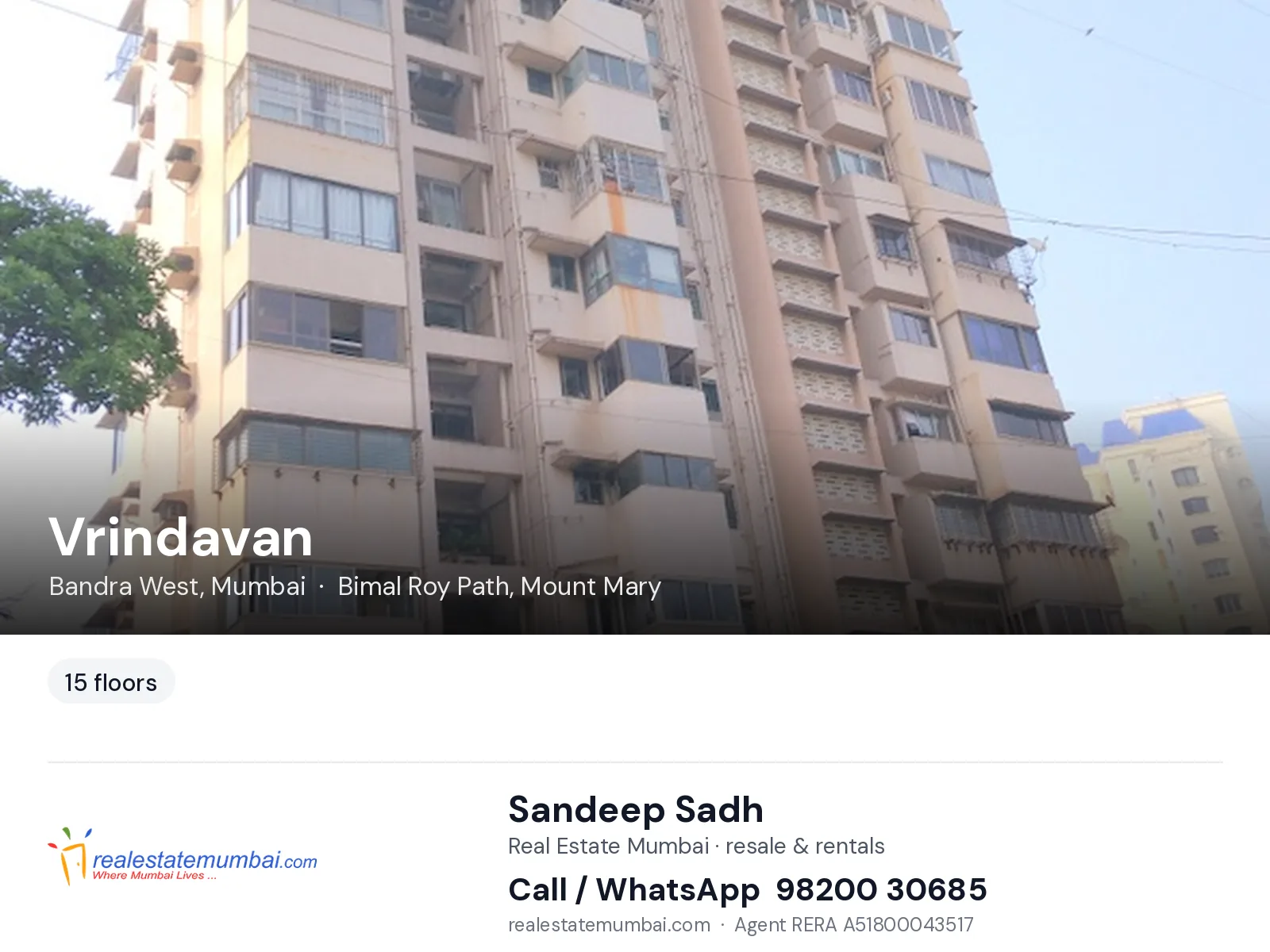 Vrindavan, Bandra West, Mumbai — flats | Real Estate Mumbai, Sandeep Sadh 98200 30685