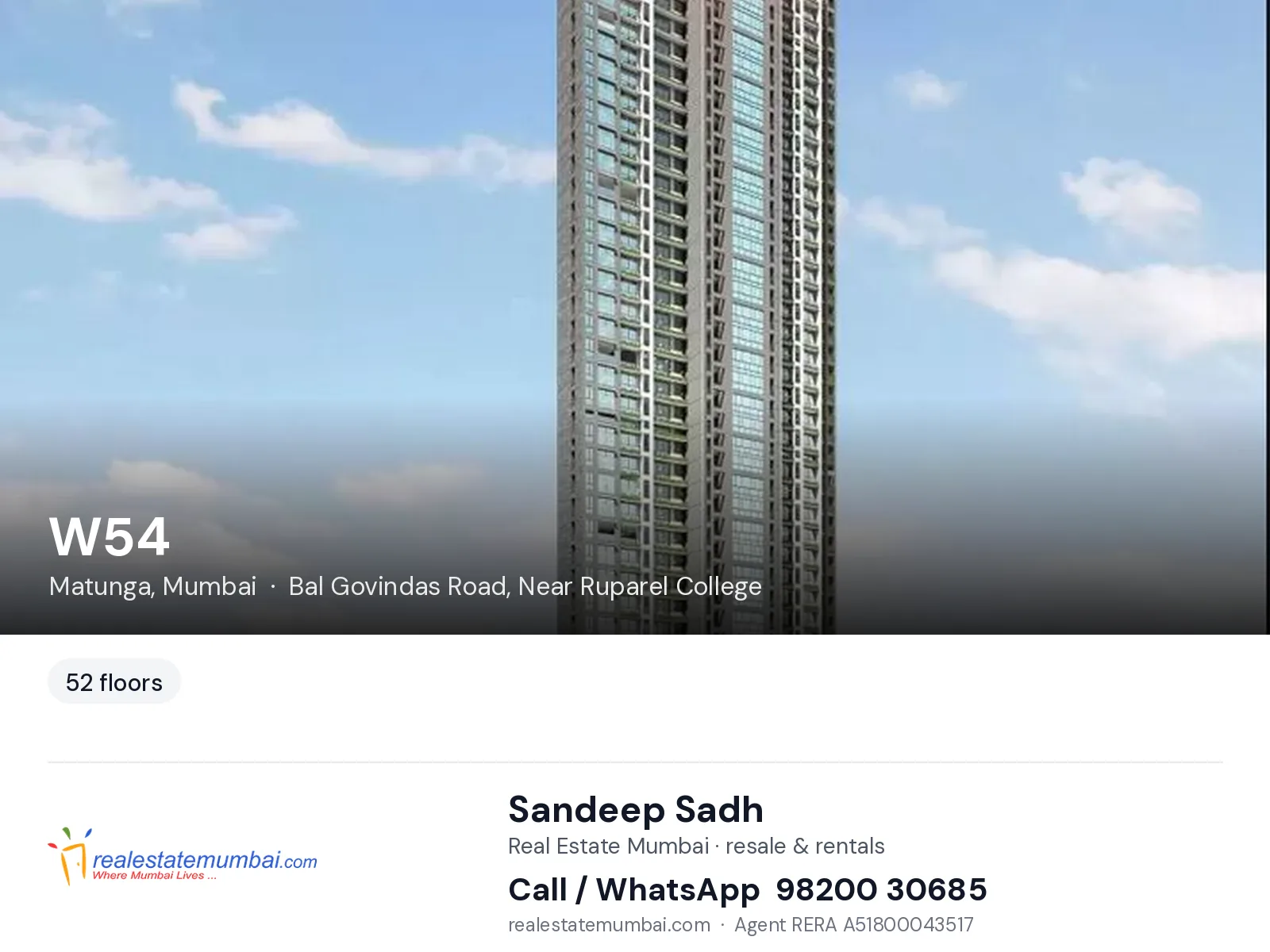 W54, Matunga, Mumbai — flats | Real Estate Mumbai, Sandeep Sadh 98200 30685